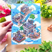 Isometric Scene Sticker - Cloudside Café (Jumbo World)