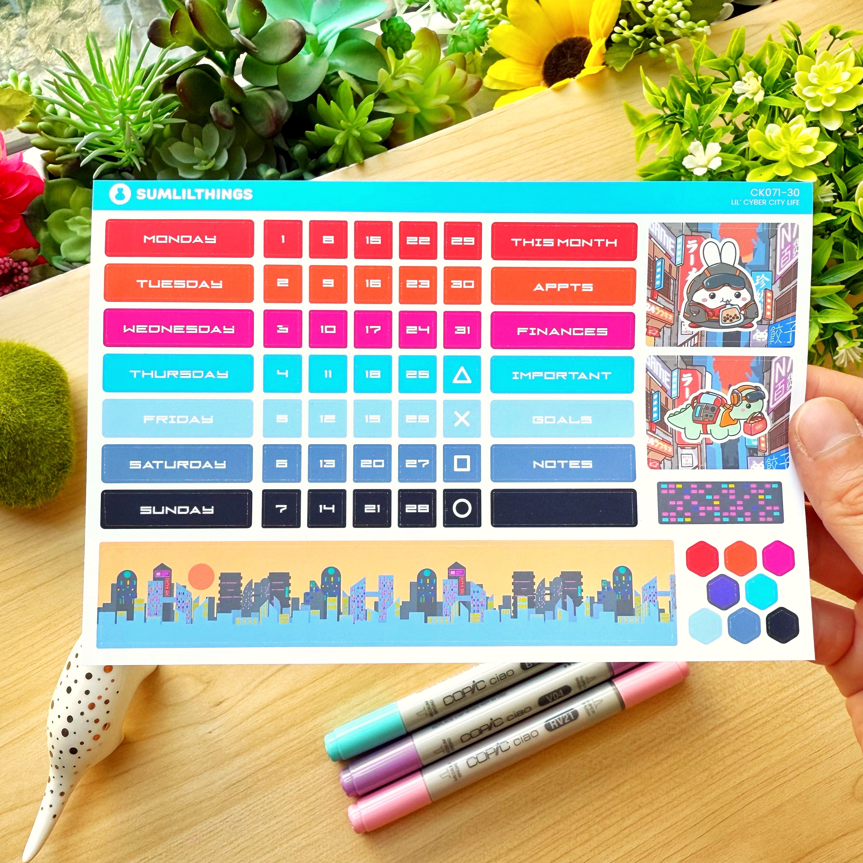 Hobonichi COUSIN - Lil&#39; Cyber City Life - Holo Gold Foil