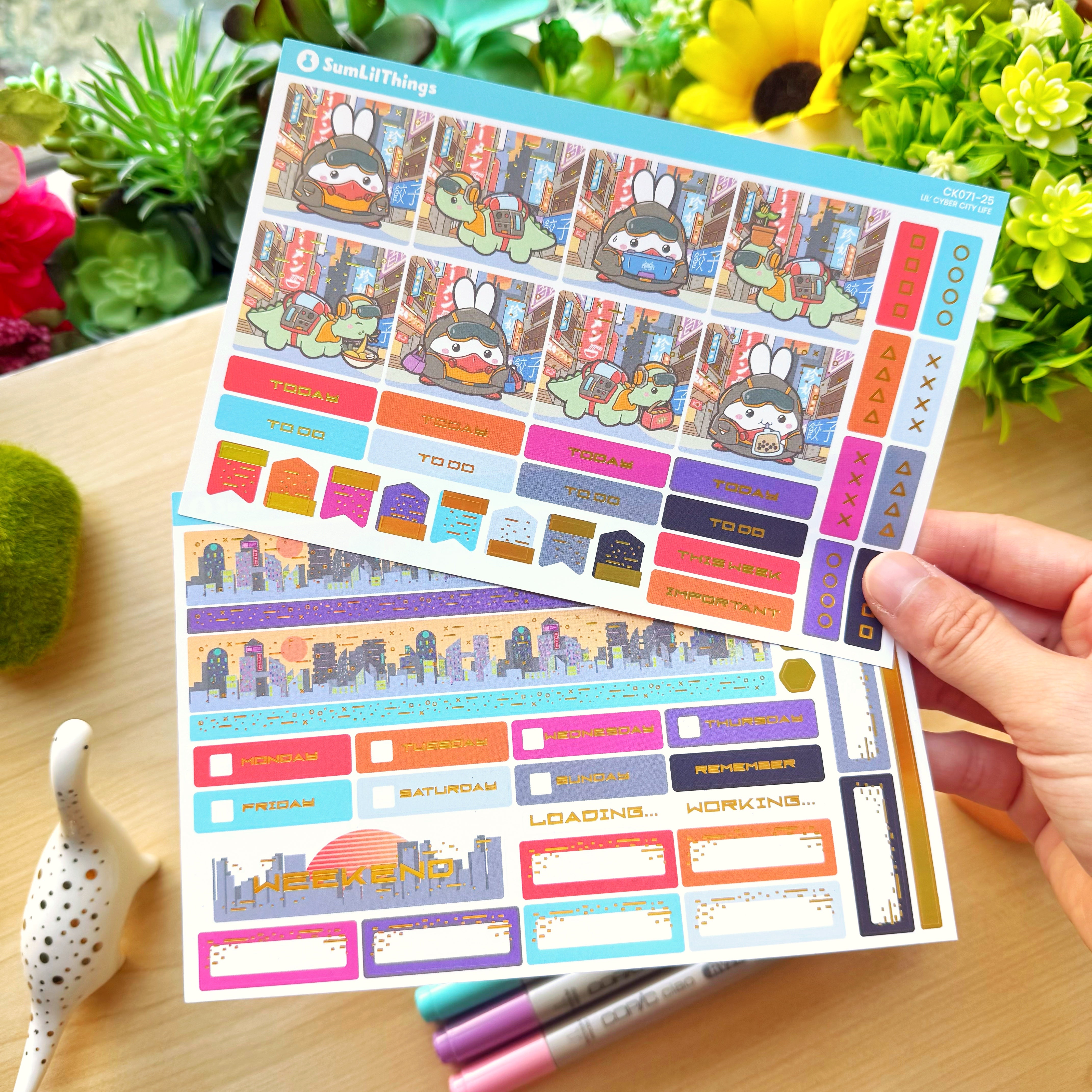 Hobonichi COUSIN - Lil&#39; Cyber City Life - Holo Gold Foil