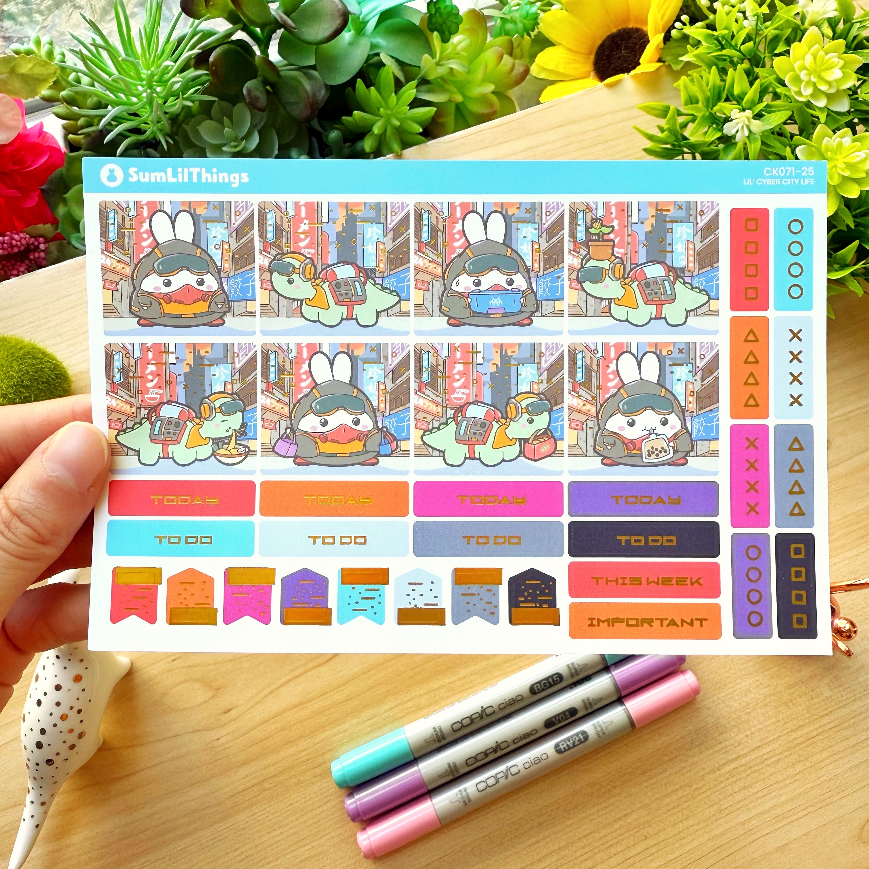Hobonichi COUSIN - Lil&#39; Cyber City Life - Holo Gold Foil