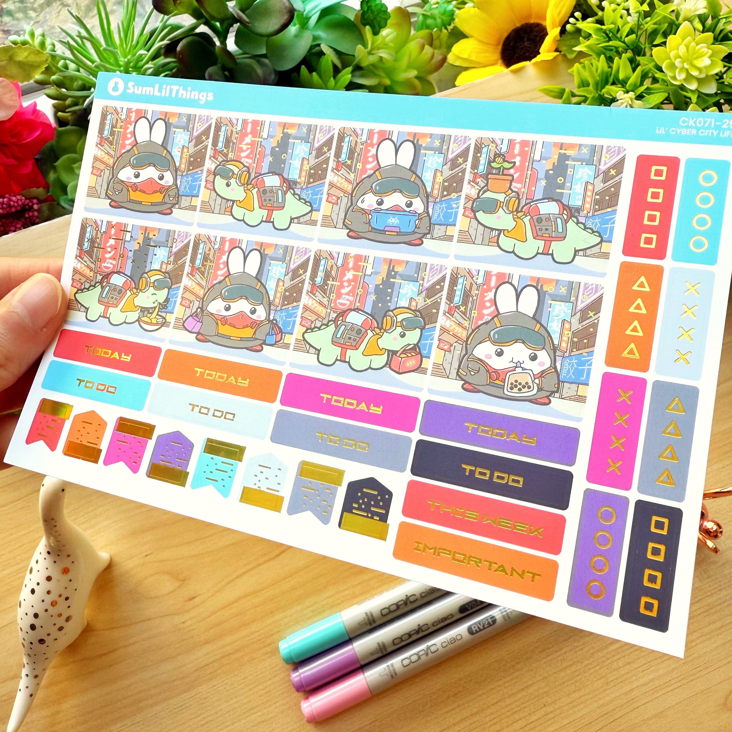 Hobonichi COUSIN - Lil&#39; Cyber City Life - Holo Gold Foil