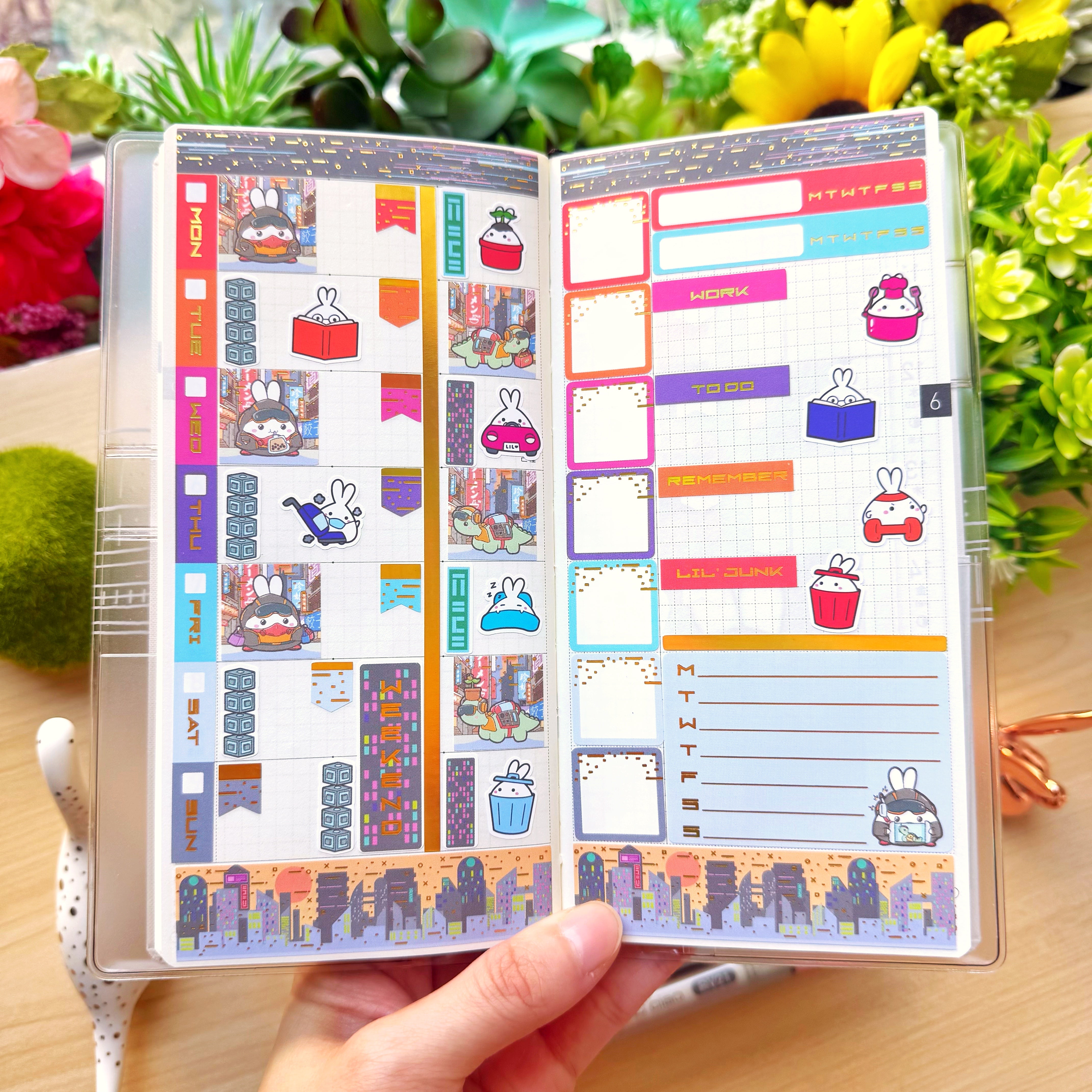 Hobonichi WEEKS - Lil&#39; Cyber City Life - Holo Gold Foil