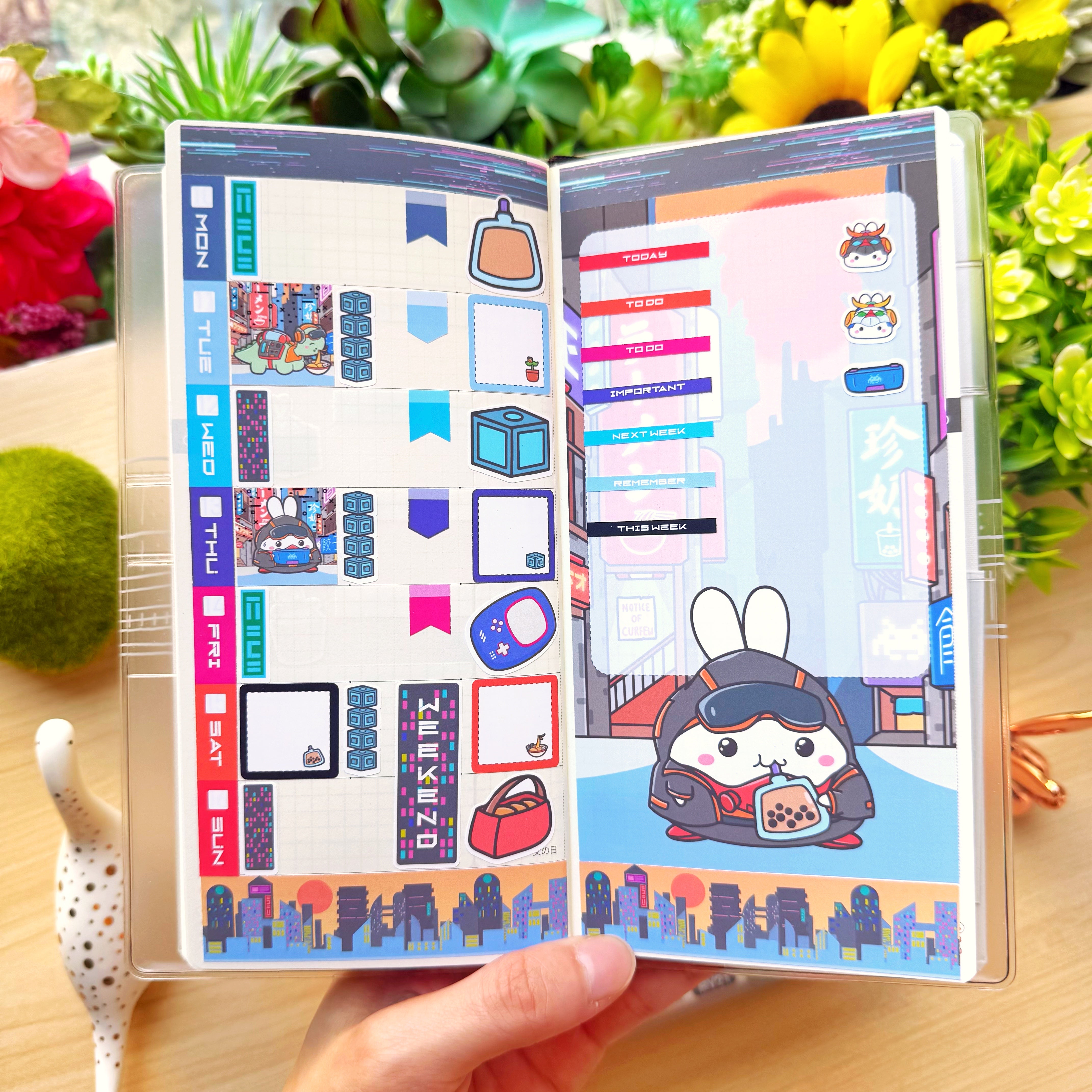 Hobonichi WEEKS - Lil&#39; Cyber City Life - Holo Gold Foil