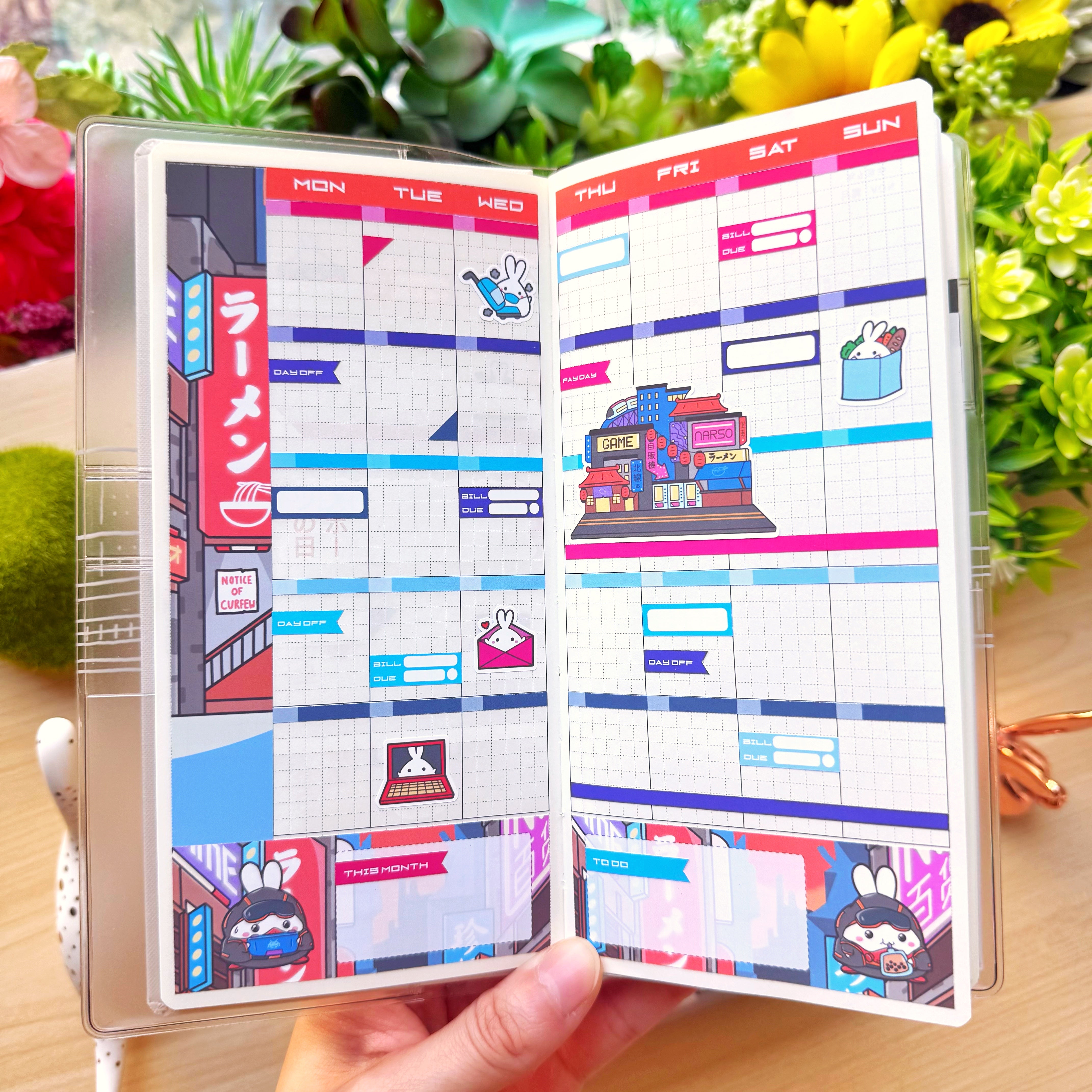 Hobonichi WEEKS - Lil&#39; Cyber City Life - Holo Gold Foil