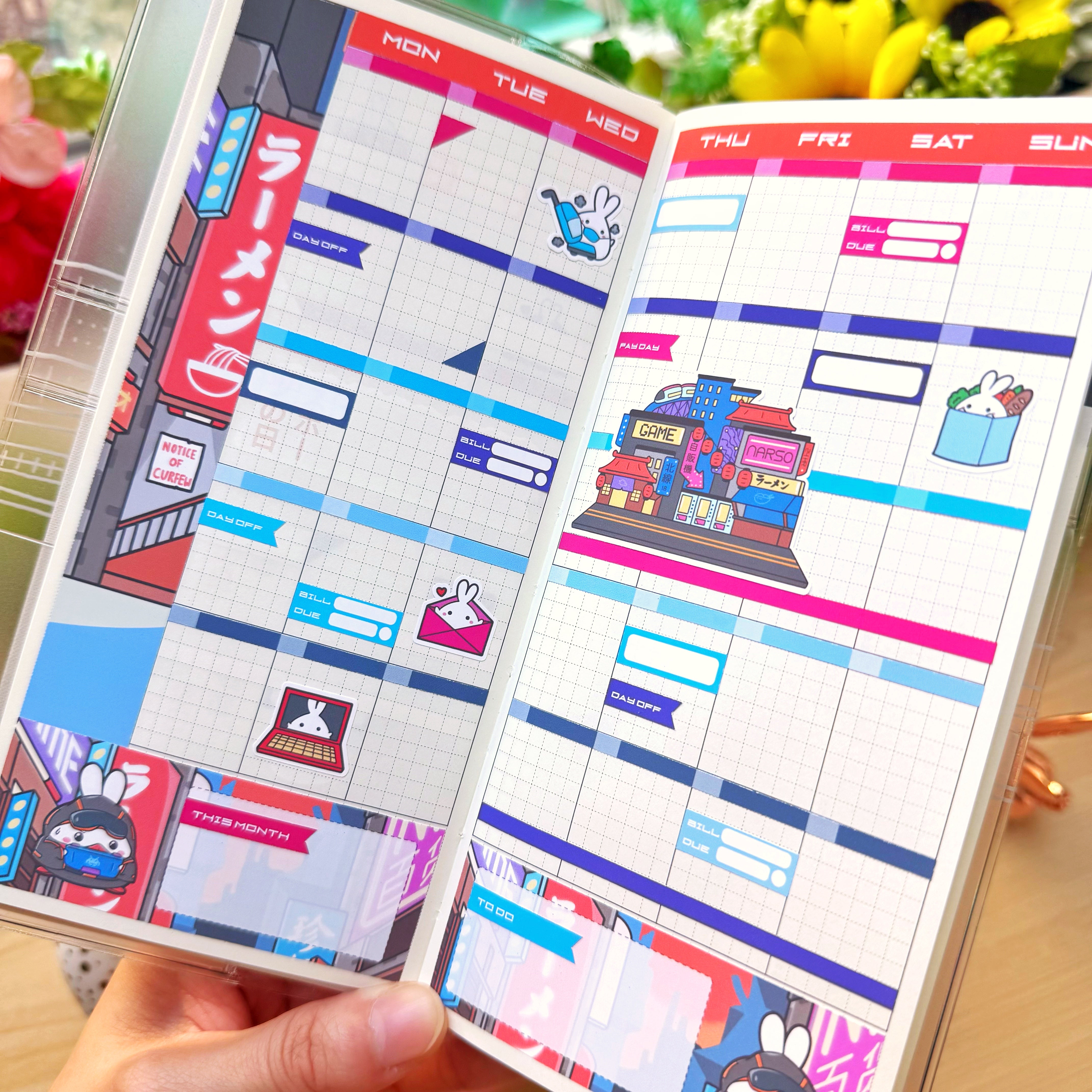 Hobonichi WEEKS - Lil&#39; Cyber City Life - Holo Gold Foil