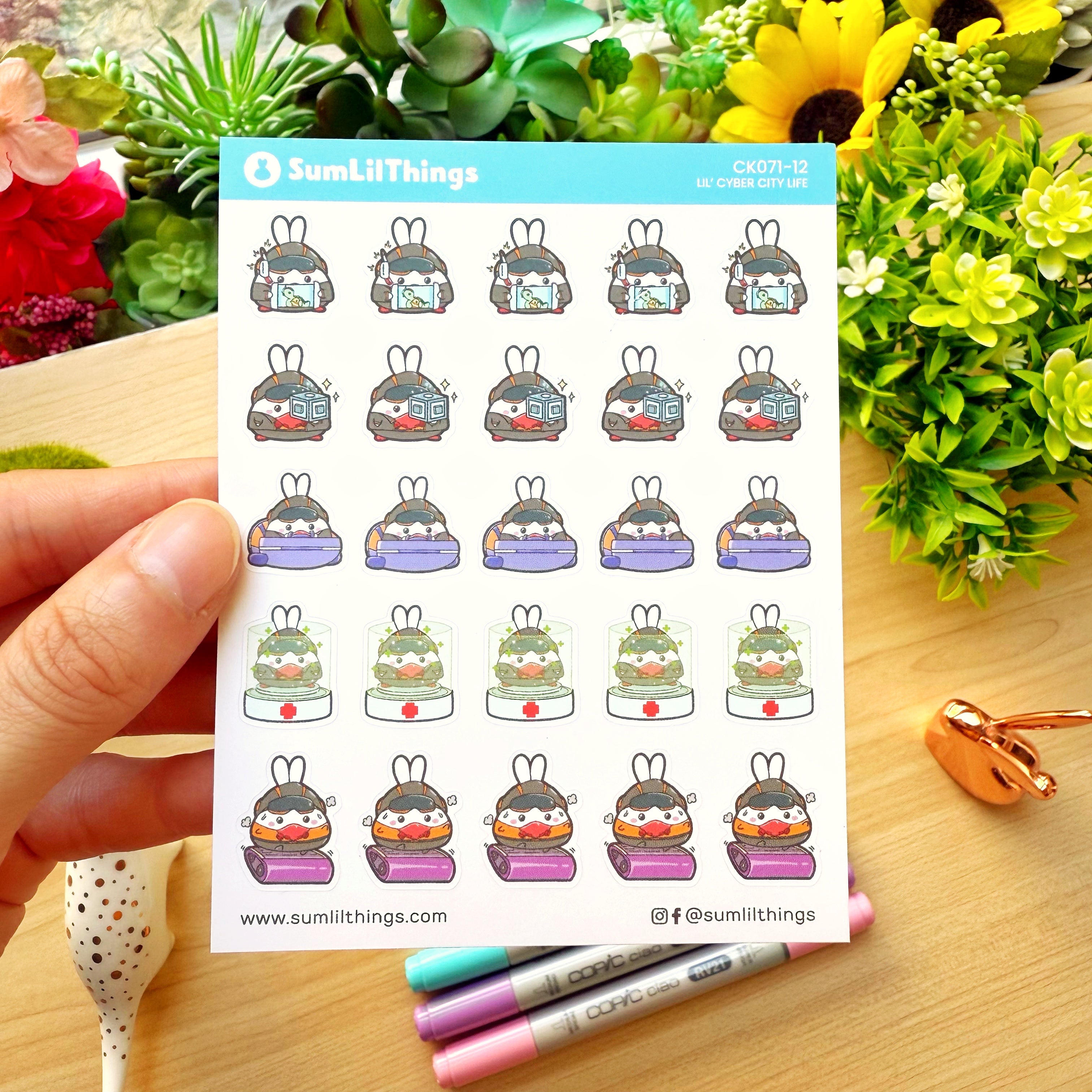 Decorative Kit - Lil&#39; Cyber City Life (10 Pages) - Holo Gold Foil