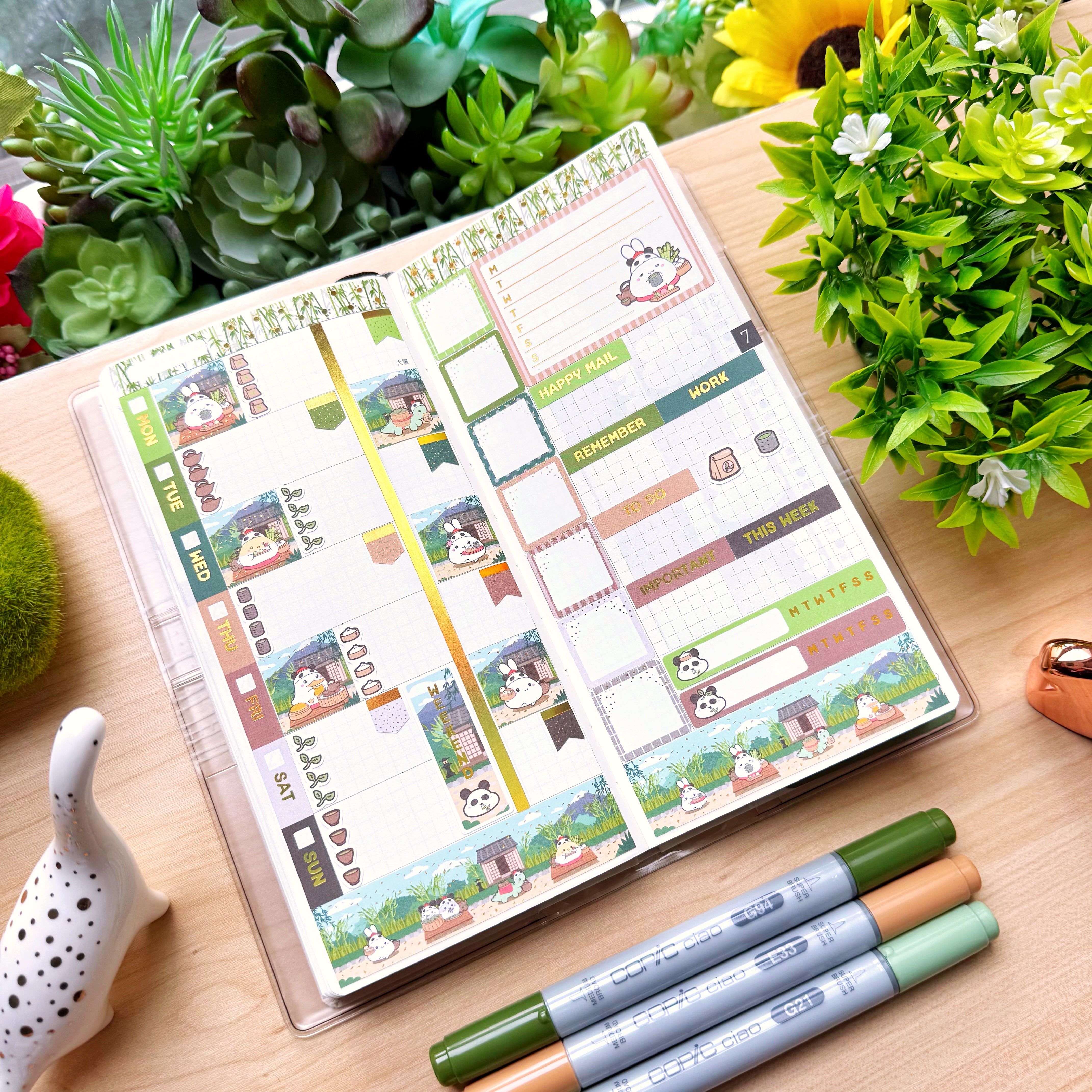 Hobonichi WEEKS - Lil' Panda Teahouse - Holo Foil