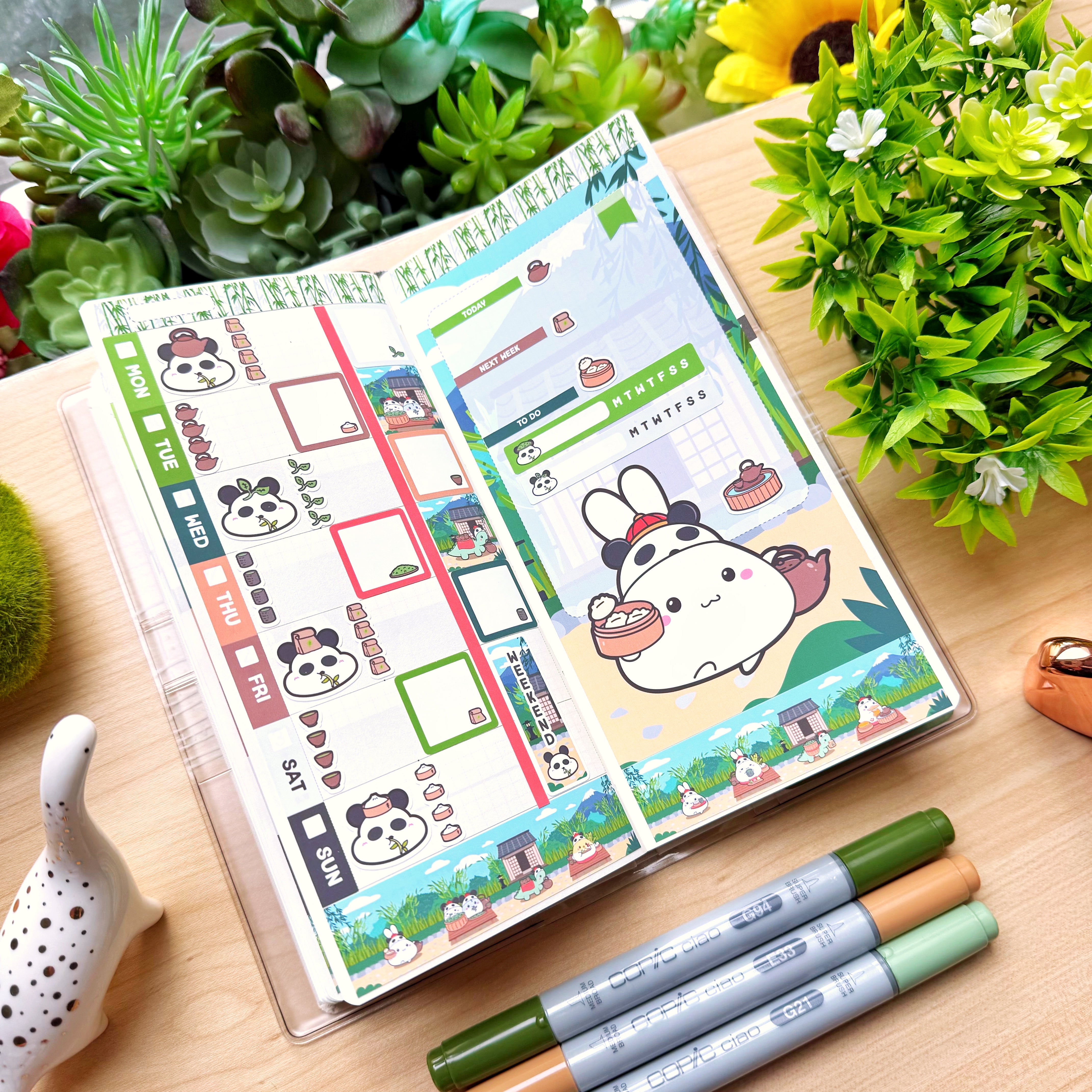 Hobonichi WEEKS - Lil' Panda Teahouse - Holo Foil