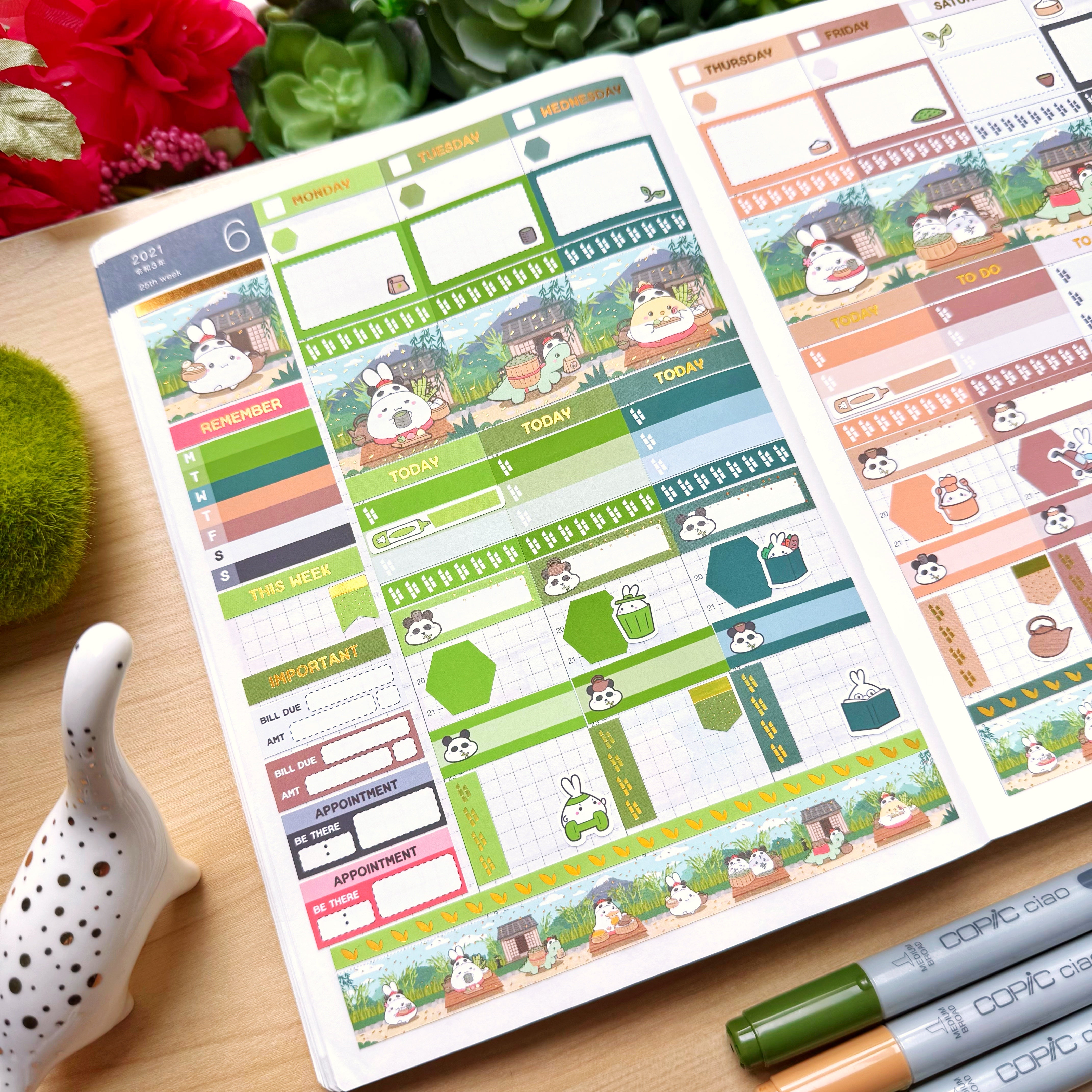 Hobonichi COUSIN - Lil' Panda Teahouse - Holo Foil