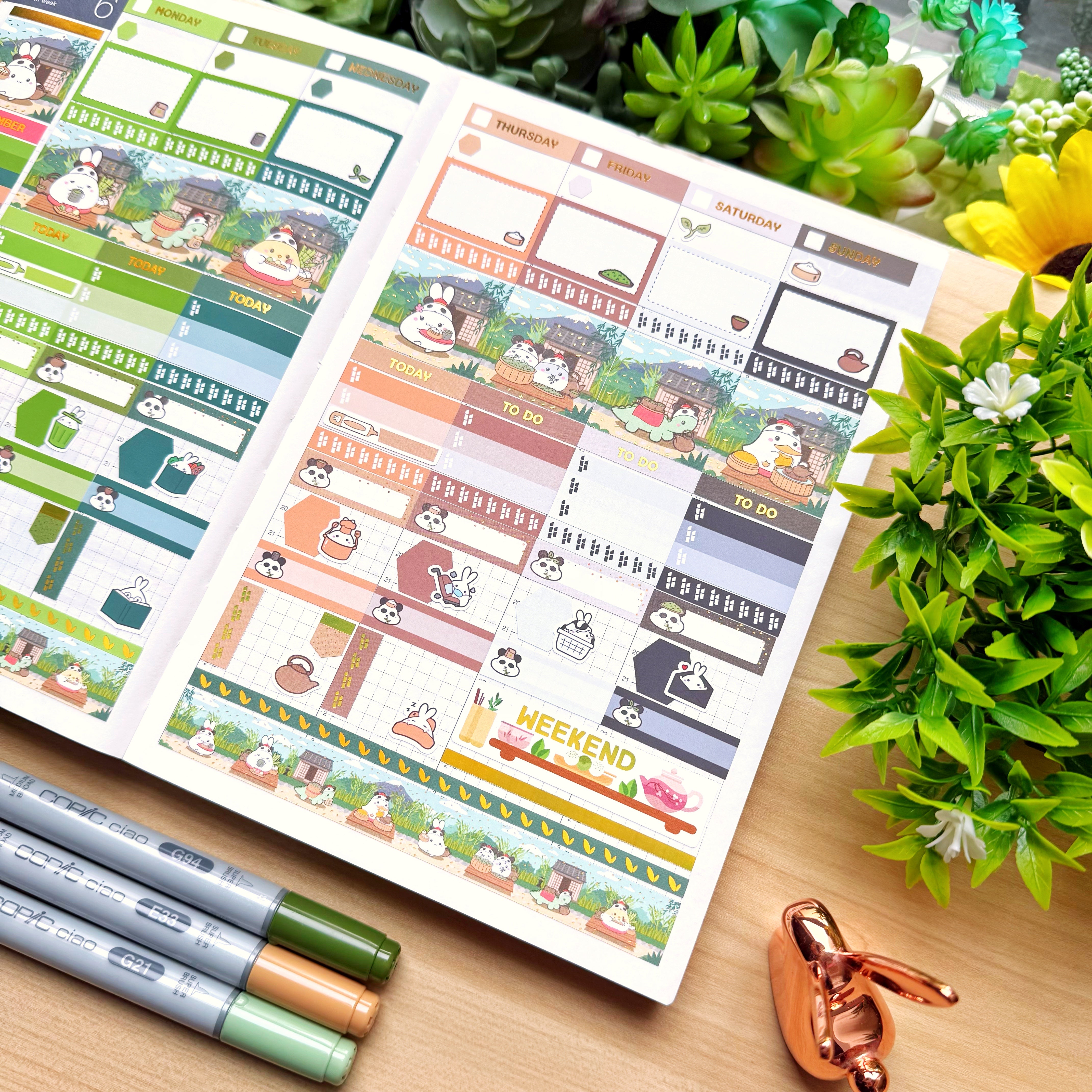 Hobonichi COUSIN - Lil' Panda Teahouse - Holo Foil