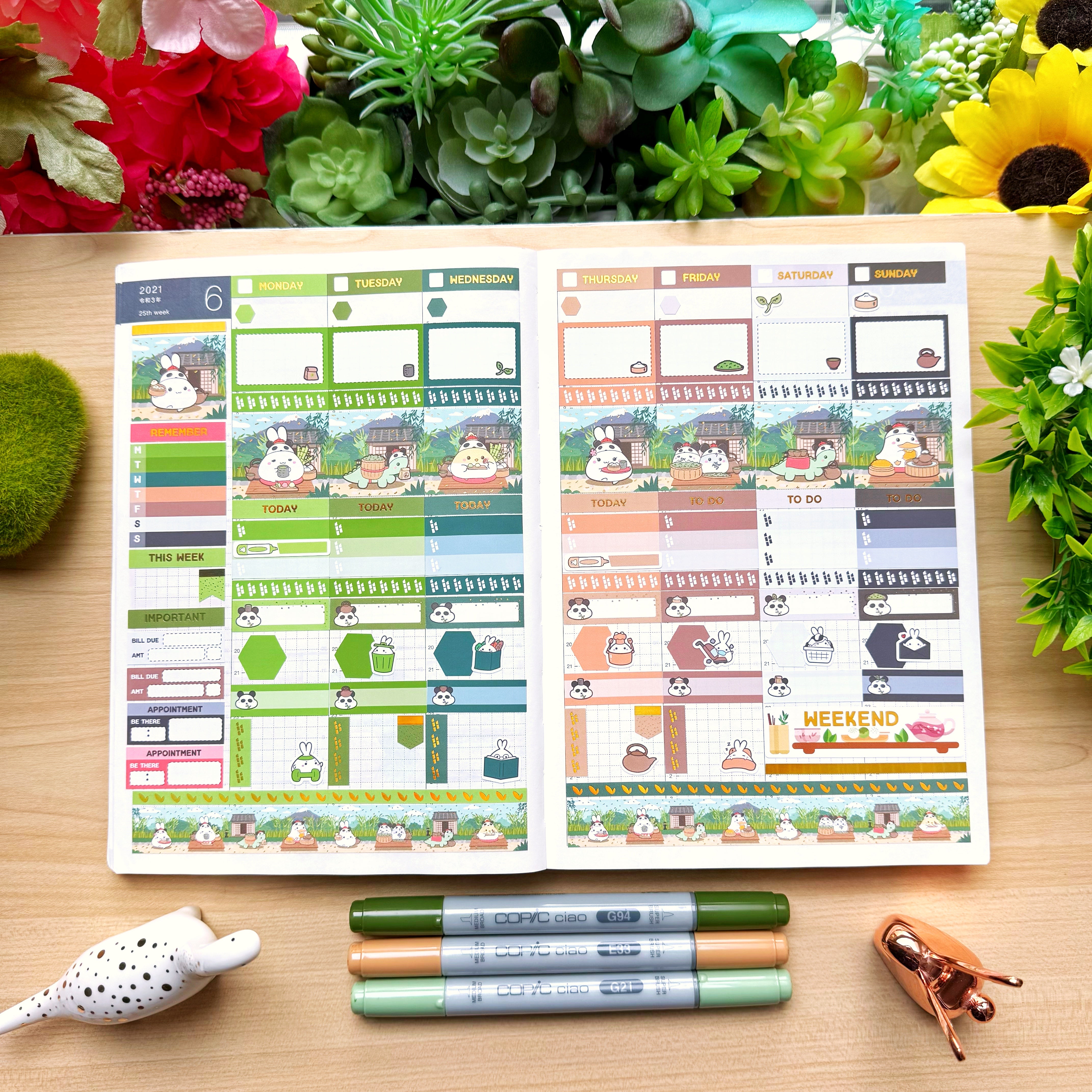 Hobonichi COUSIN - Lil' Panda Teahouse - Holo Foil