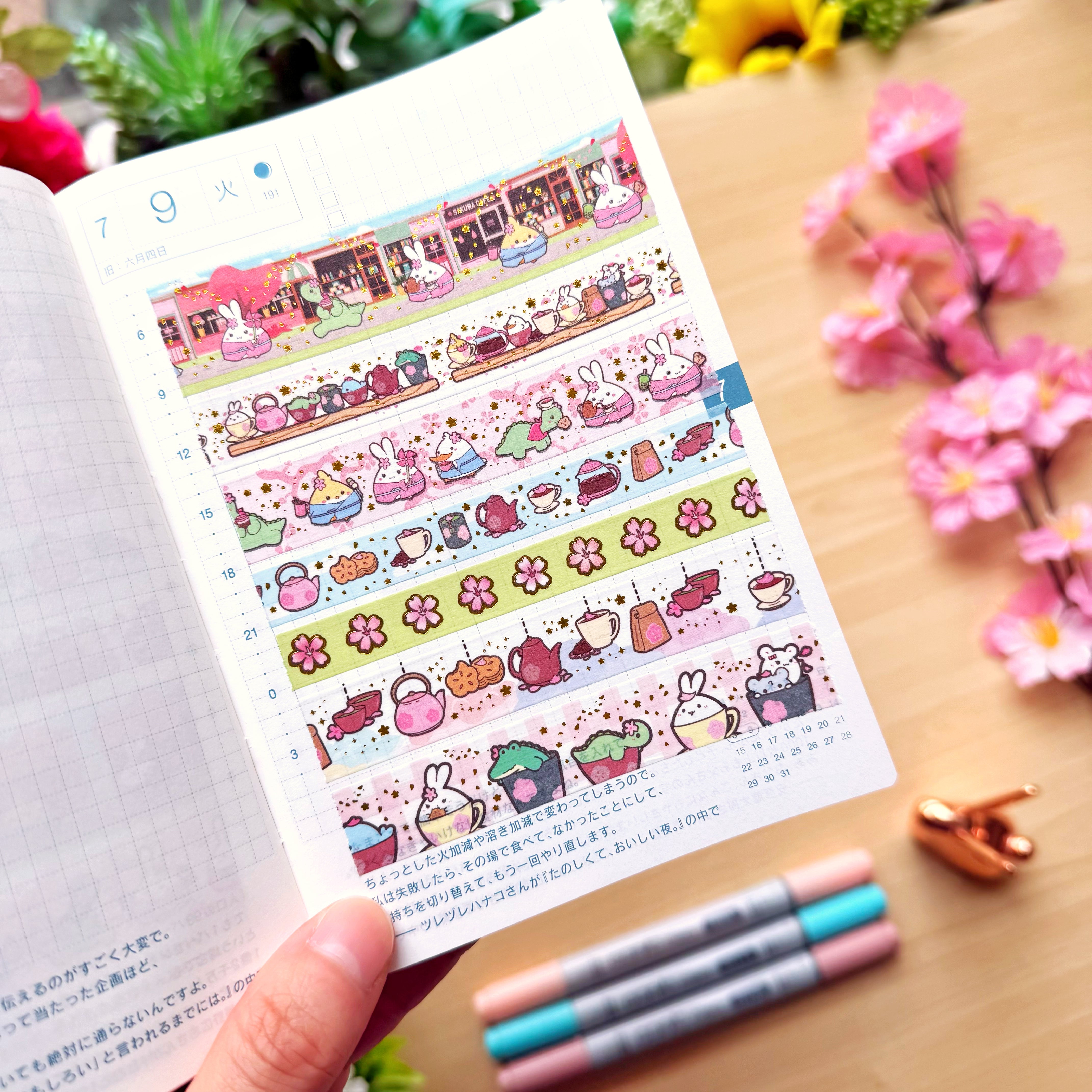 Washi Tape - Lil' Sakura Cafe Collection (Gold Foil)