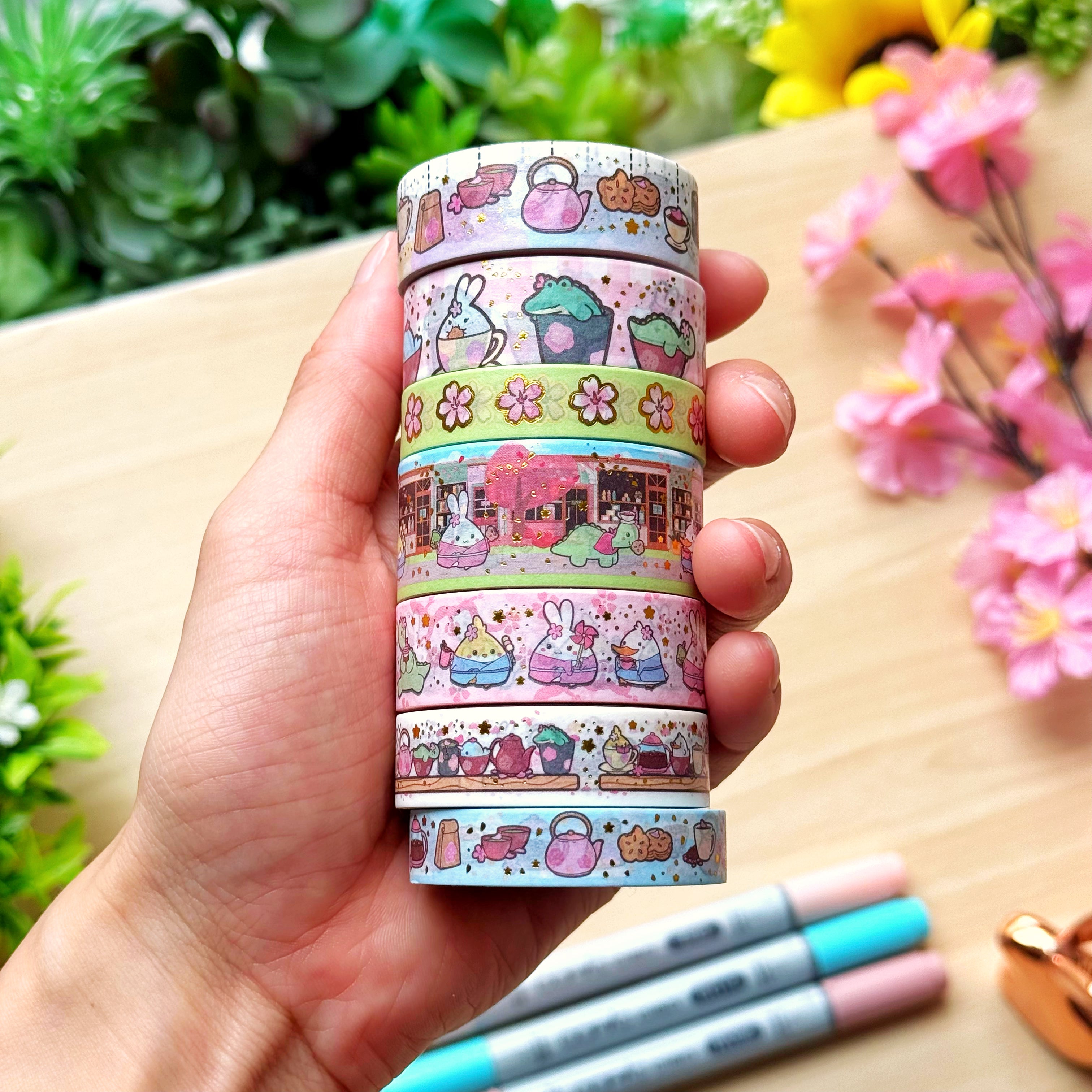 Washi Tape - Lil' Sakura Cafe Collection (Gold Foil)