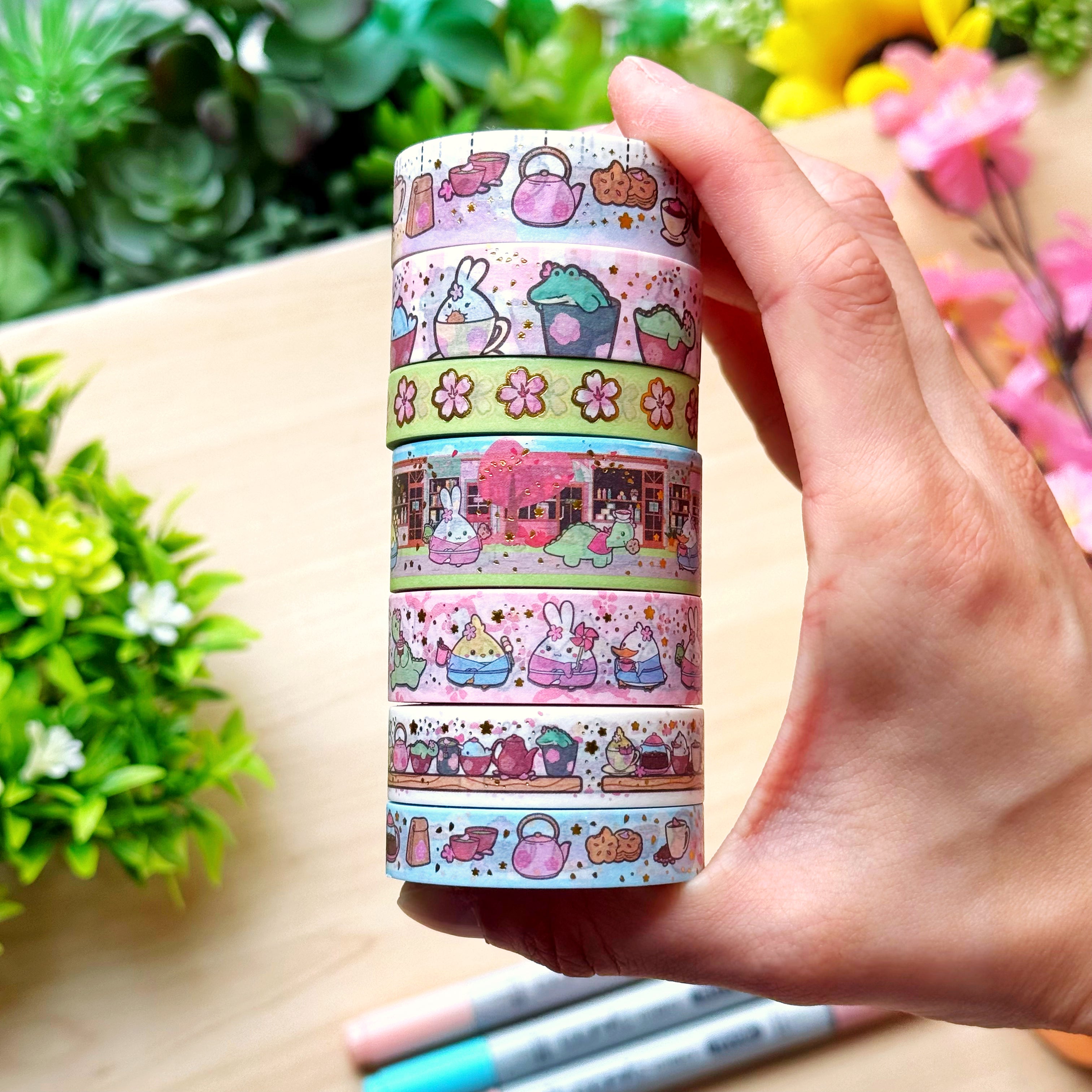 Washi Tape - Lil' Sakura Cafe Collection (Gold Foil)