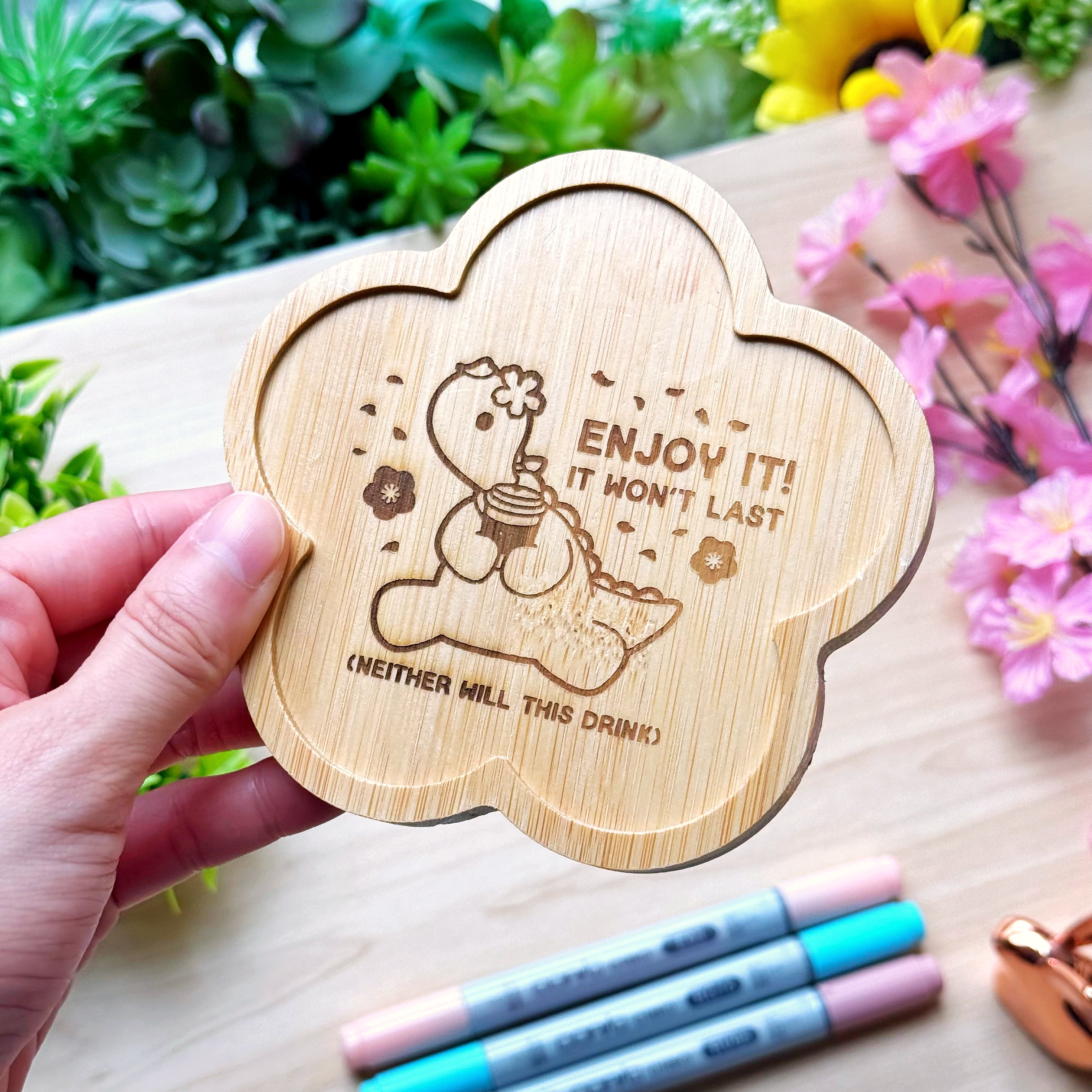 Wooden Coaster - Sakura Nohnoh Enjoy It