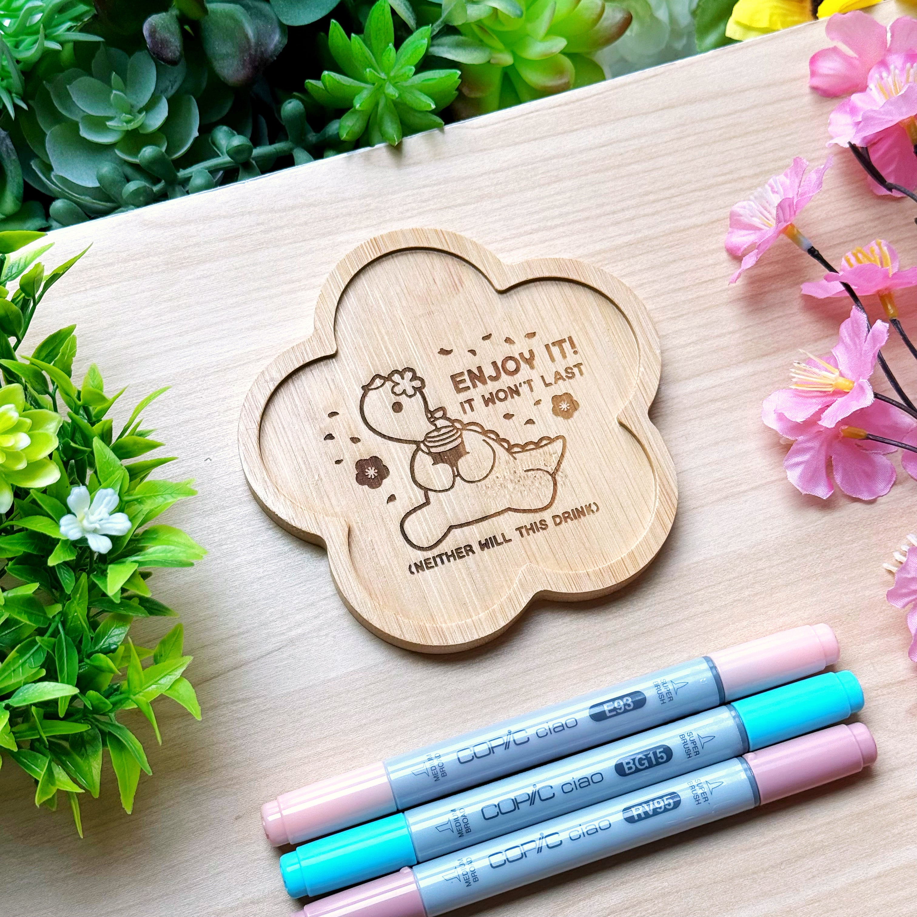 Wooden Coaster - Sakura Nohnoh Enjoy It
