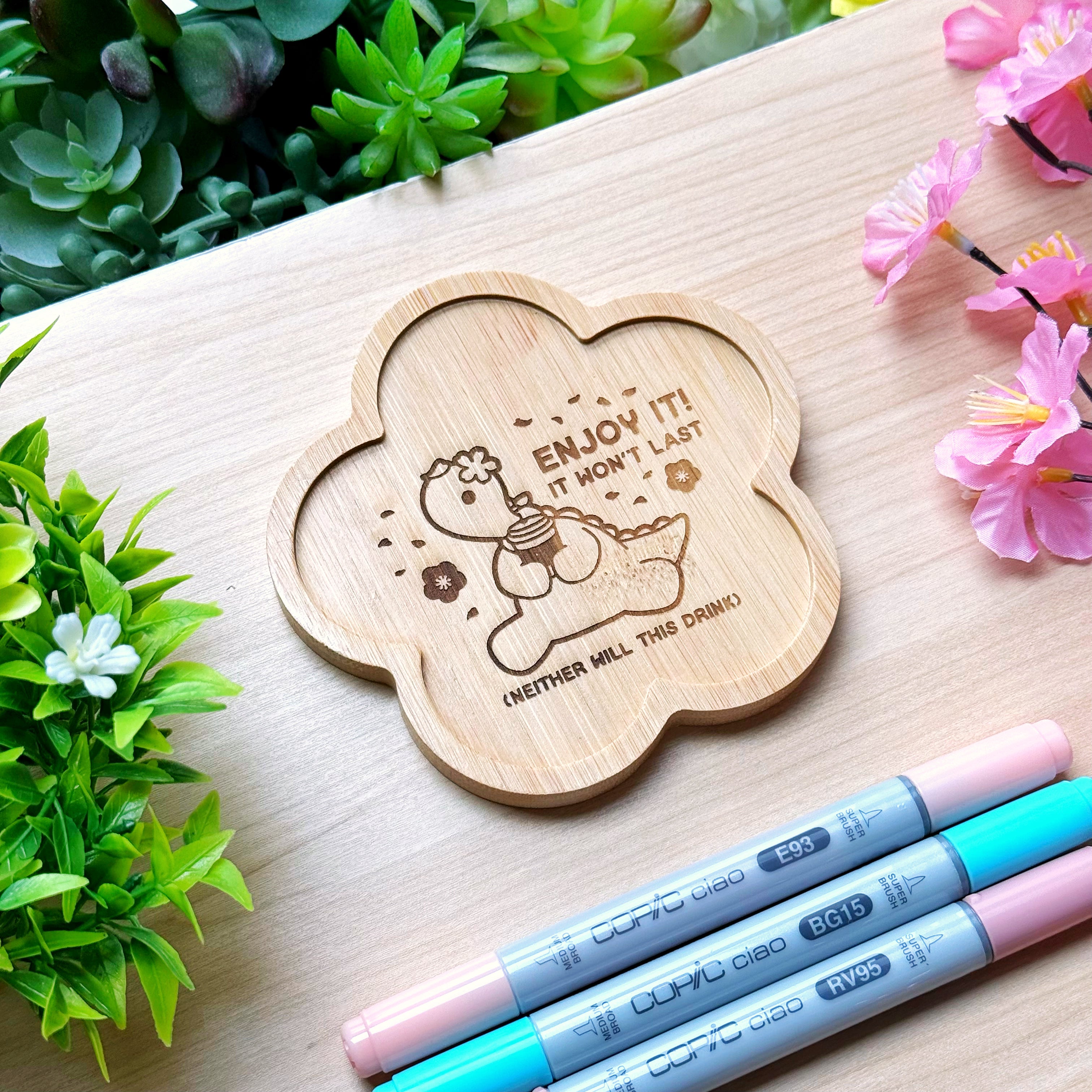 Wooden Coaster - Sakura Nohnoh Enjoy It