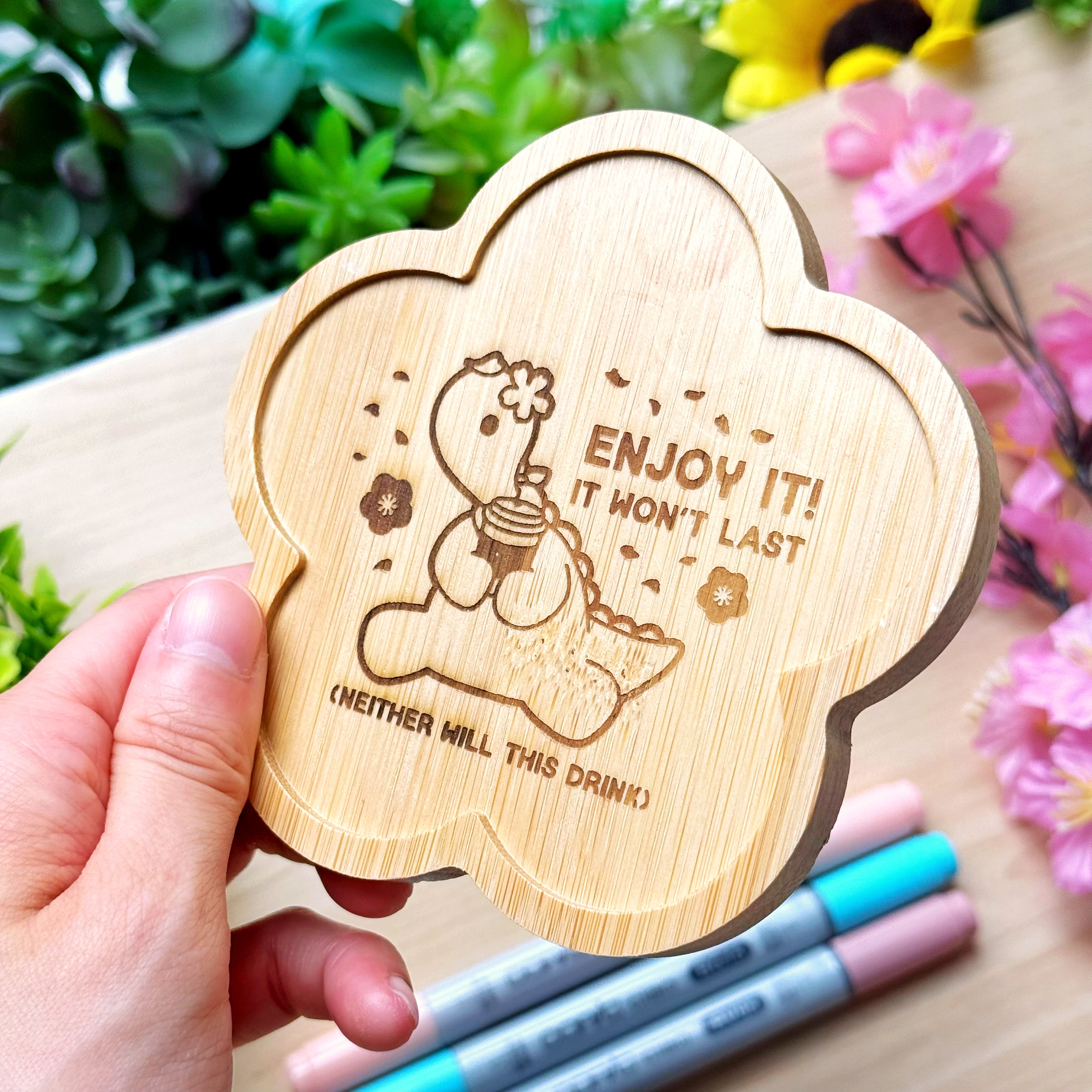 Wooden Coaster - Sakura Nohnoh Enjoy It