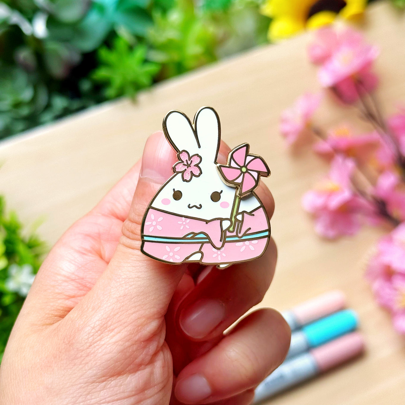 Enamel Pin - Spinning Sakura Pinwheel (Interactive)