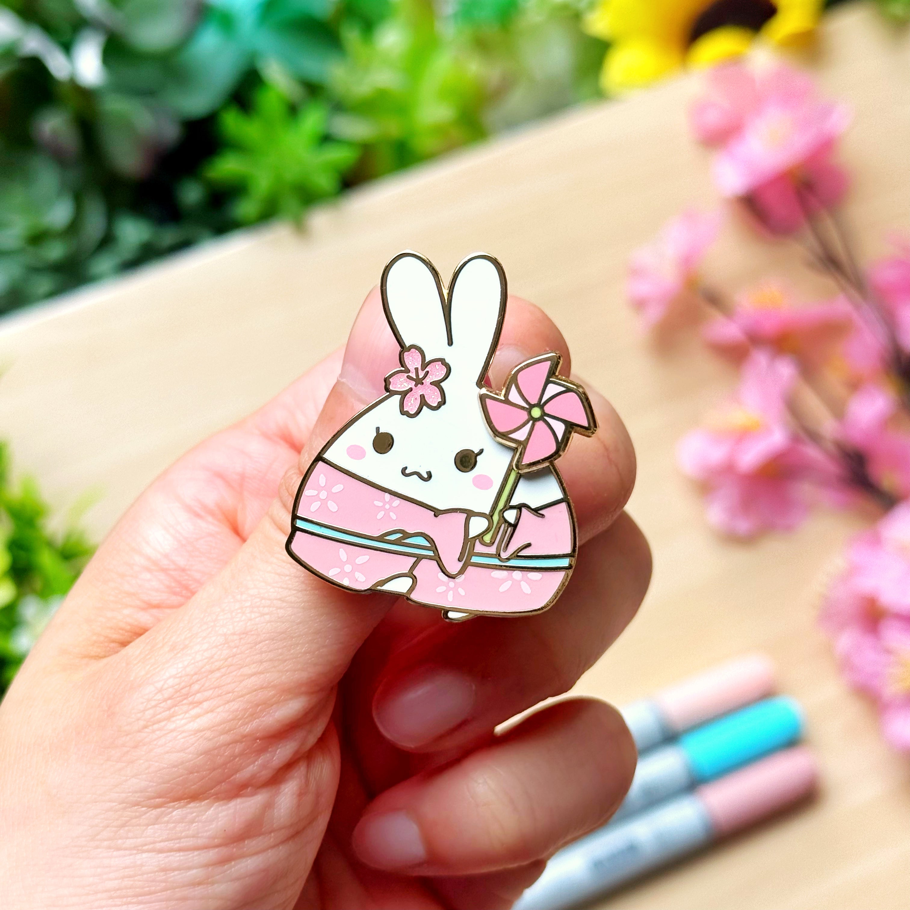 Enamel Pin - Spinning Sakura Pinwheel (Interactive)