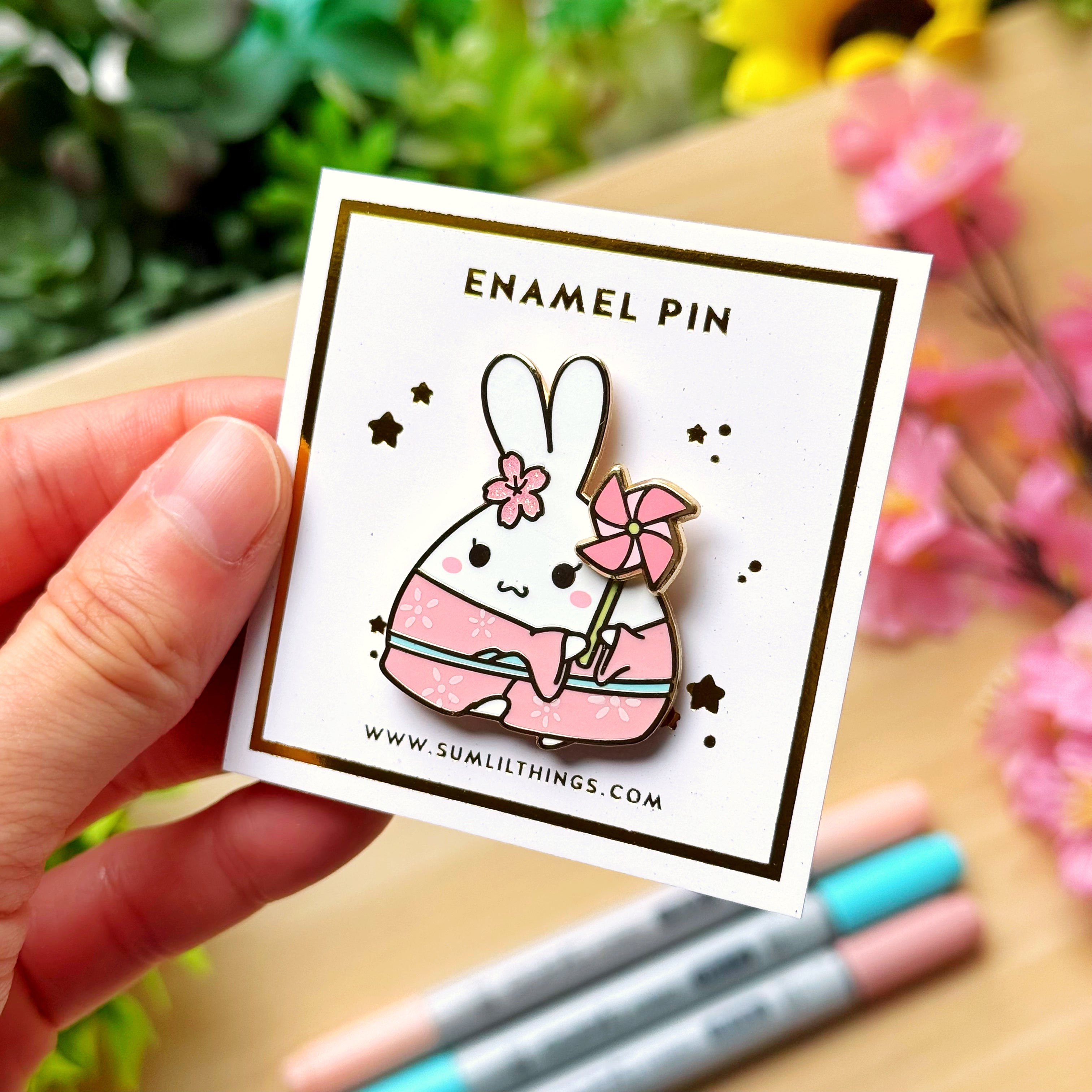Enamel Pin - Spinning Sakura Pinwheel (Interactive)