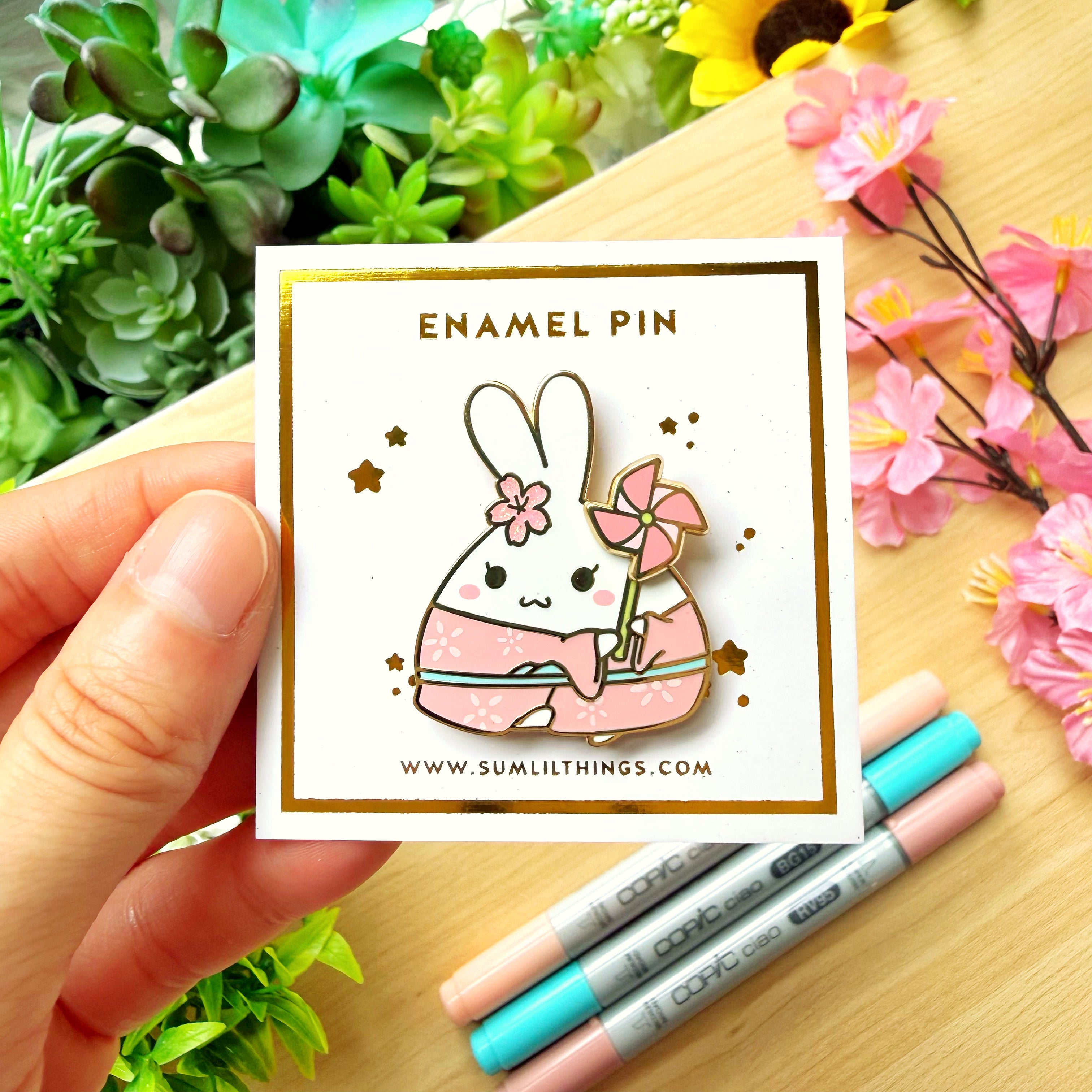 Enamel Pin - Spinning Sakura Pinwheel (Interactive)