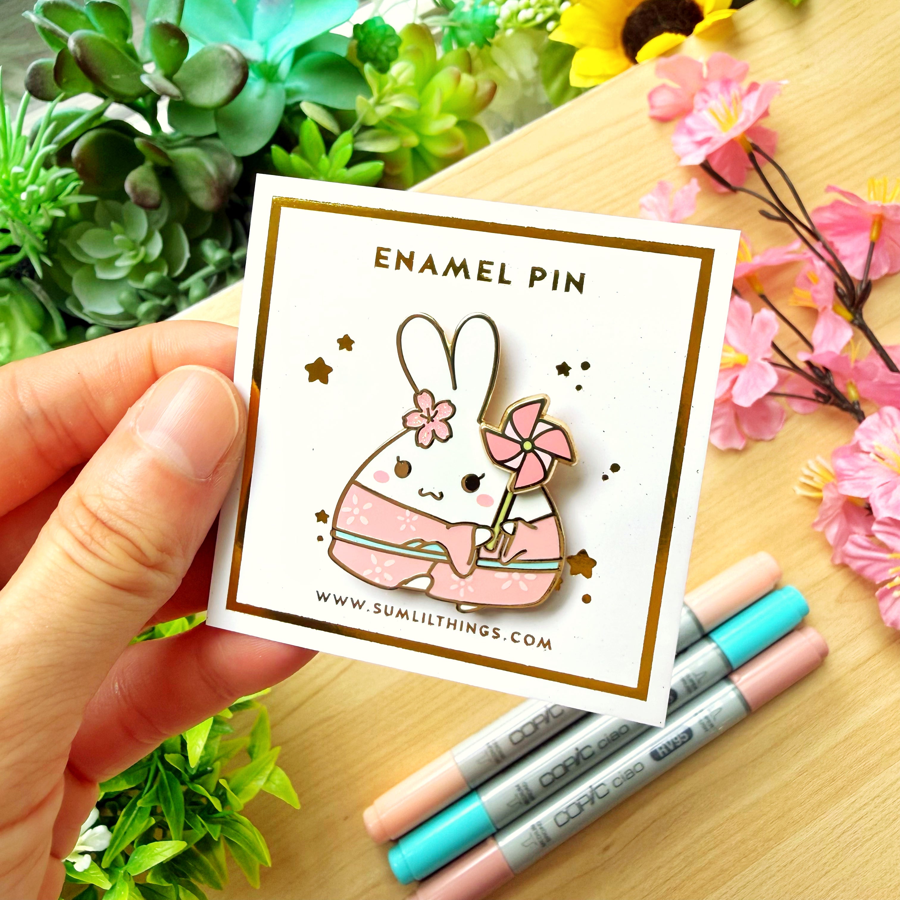 Enamel Pin - Spinning Sakura Pinwheel (Interactive)