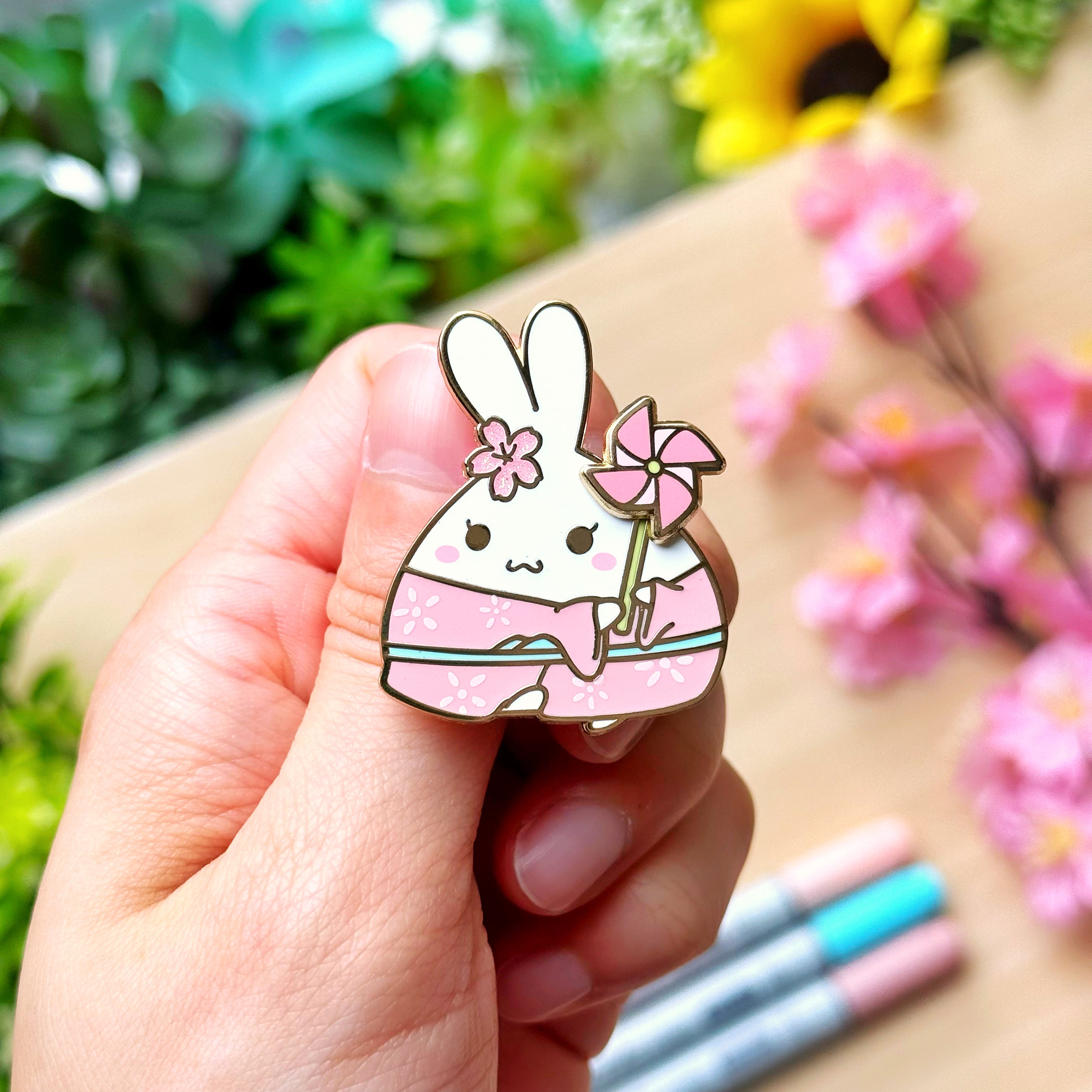 Enamel Pin - Spinning Sakura Pinwheel (Interactive)