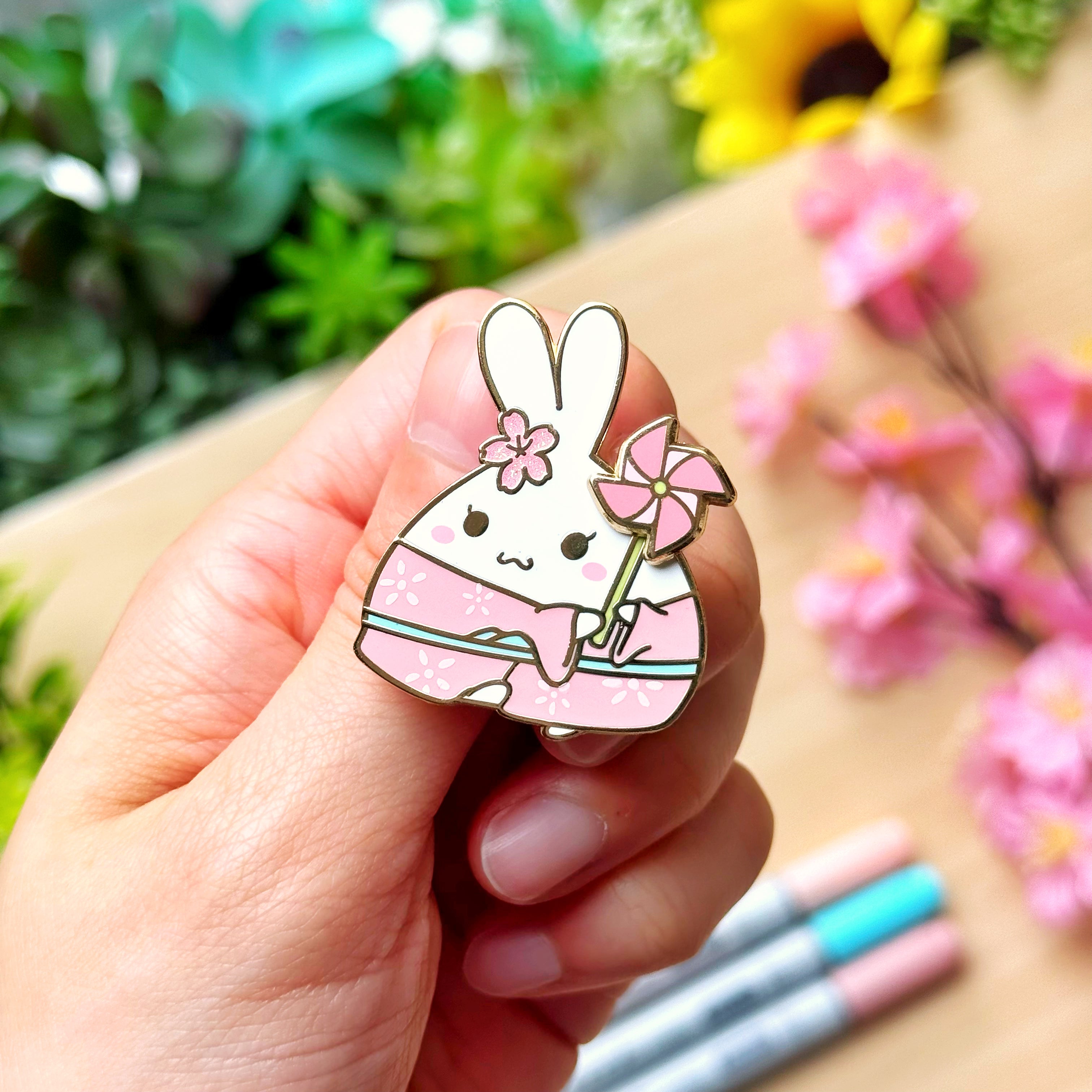 Enamel Pin - Spinning Sakura Pinwheel (Interactive)