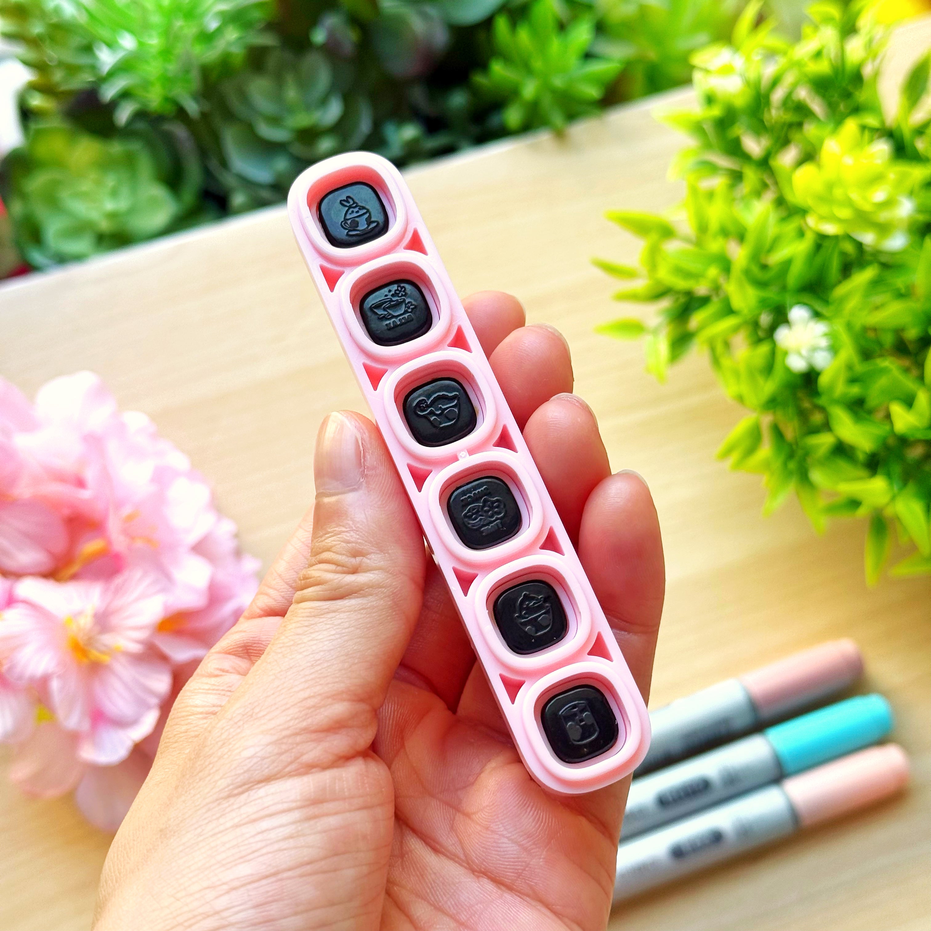 Removable Button Stamp - Sakura Cafe
