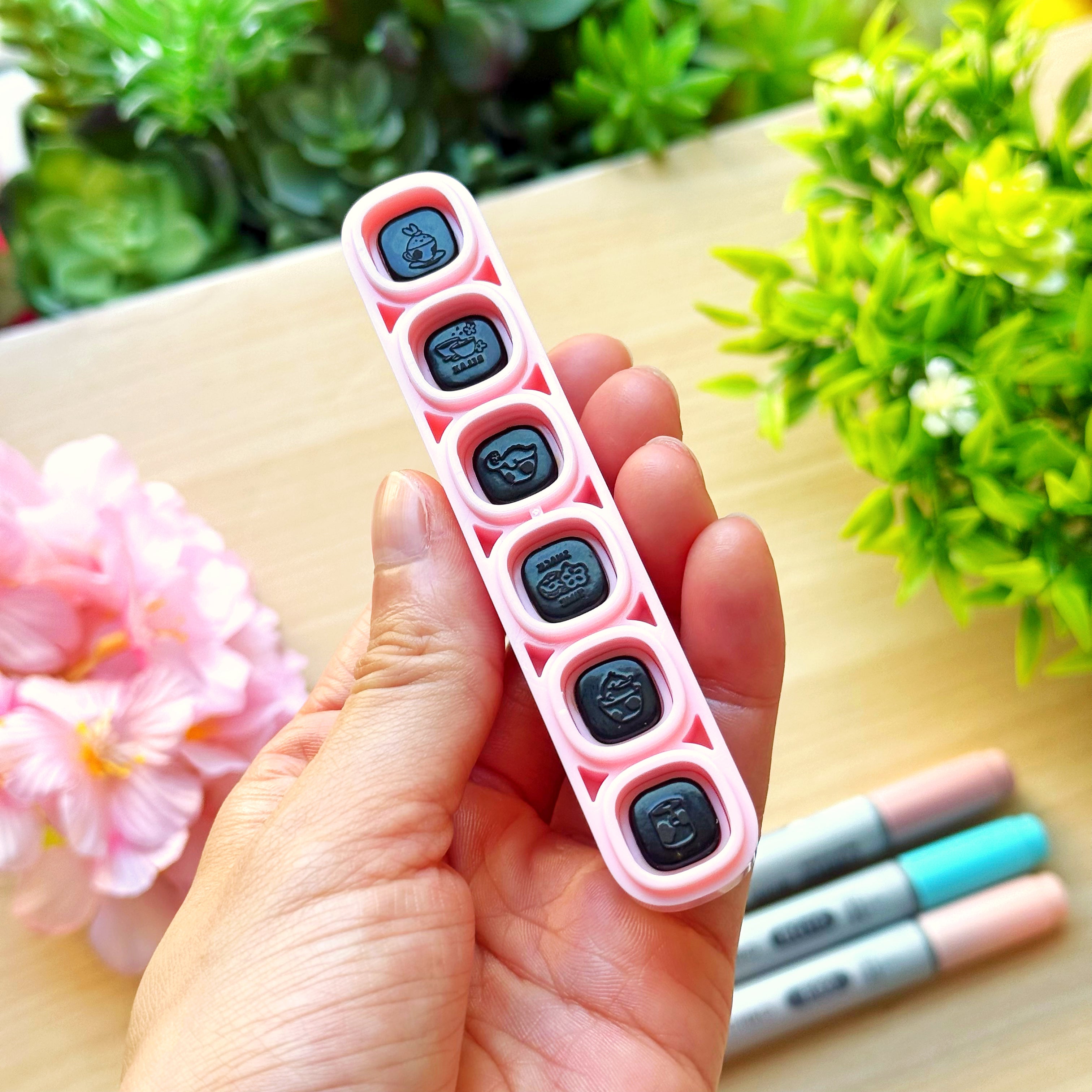 Removable Button Stamp - Sakura Cafe