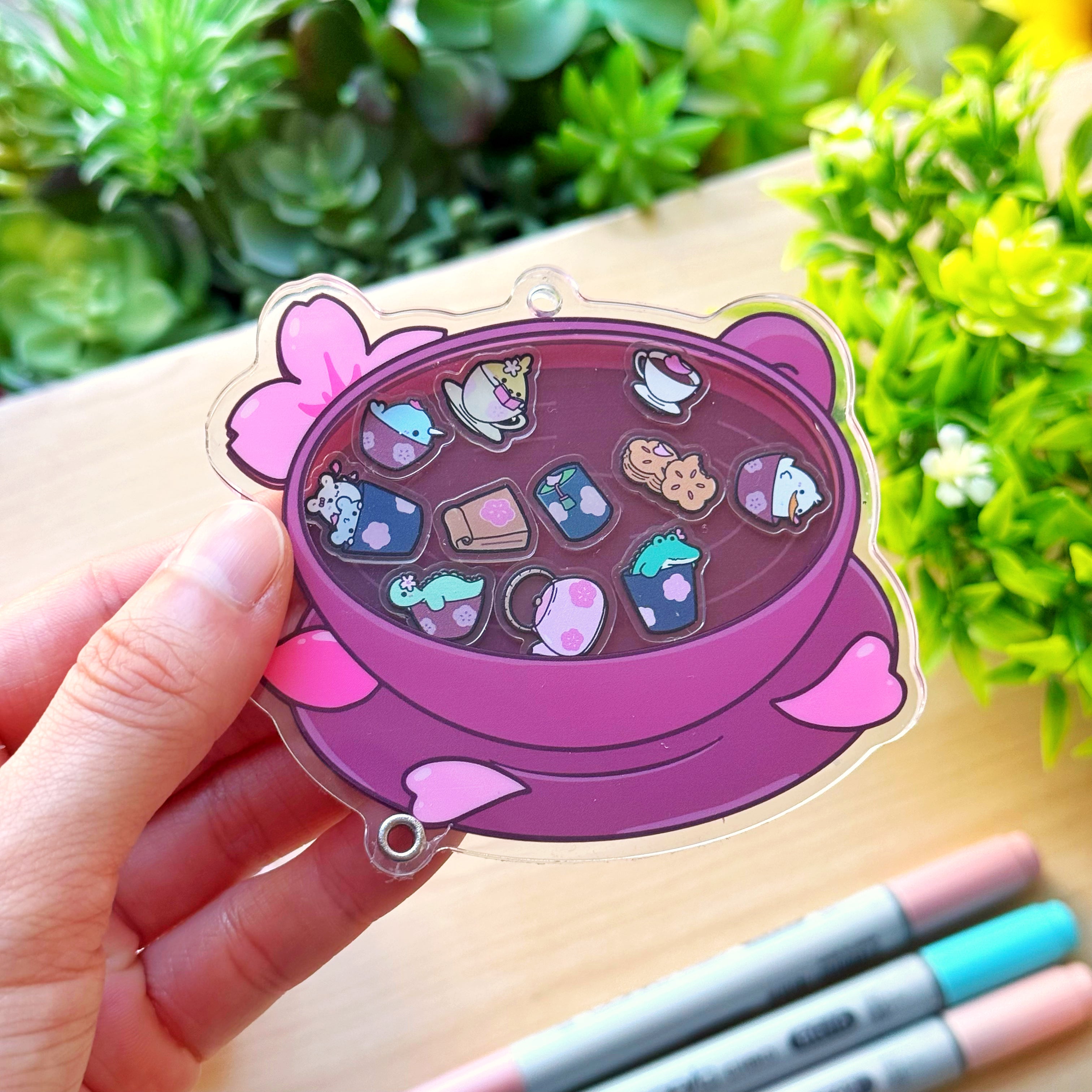 Shaker Keychain - Sakura Coffee (Refillable) with Blind Bag