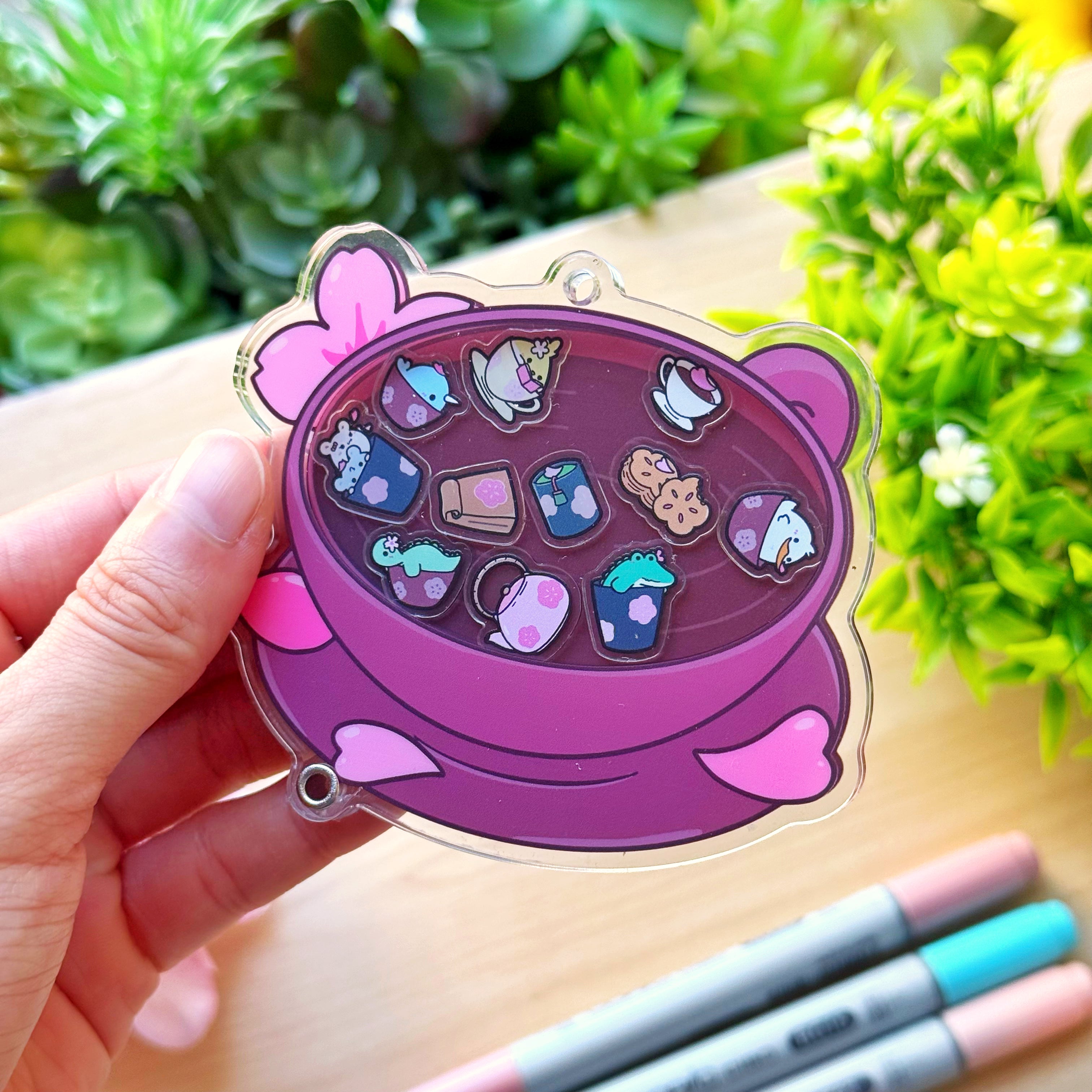 Shaker Keychain - Sakura Coffee (Refillable) with Blind Bag