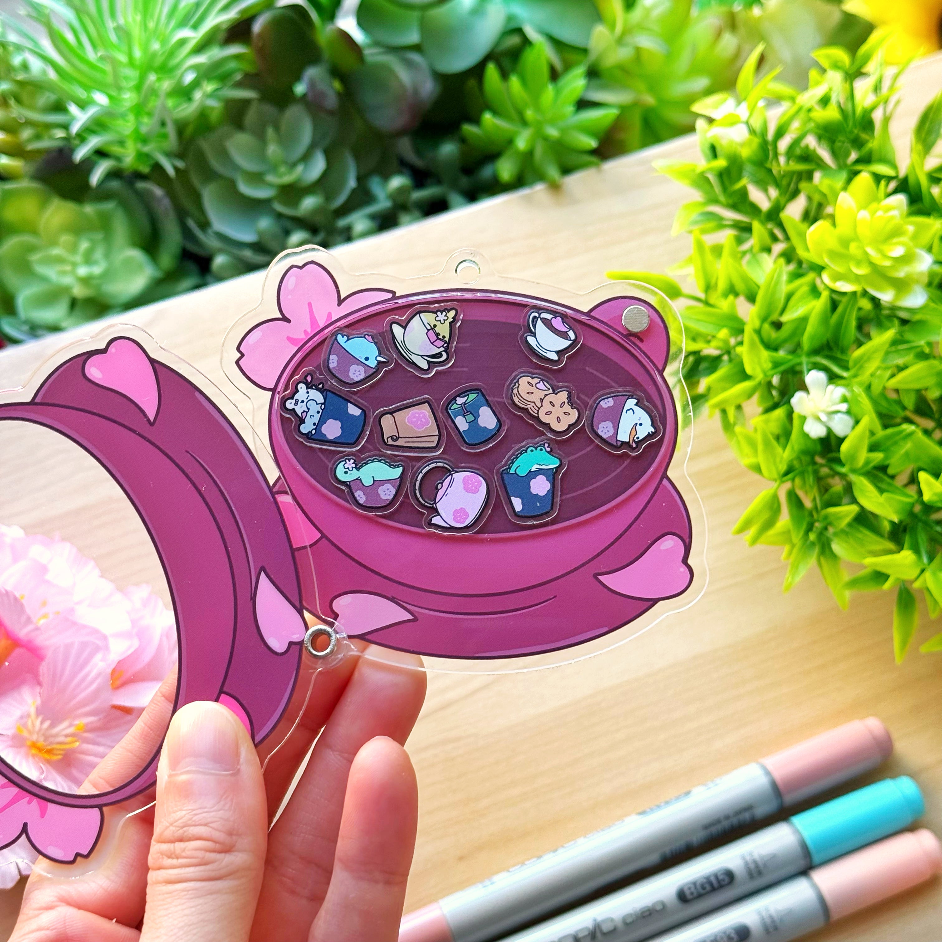 Shaker Keychain - Sakura Coffee (Refillable) with Blind Bag