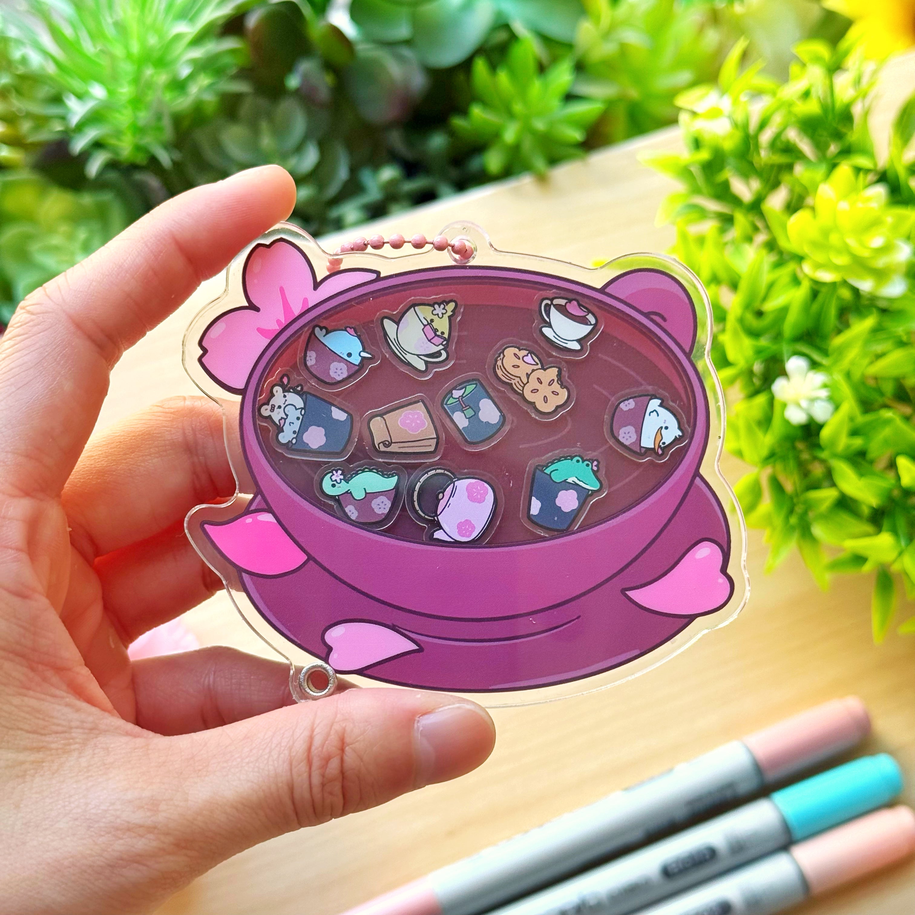 Shaker Keychain - Sakura Coffee (Refillable) with Blind Bag