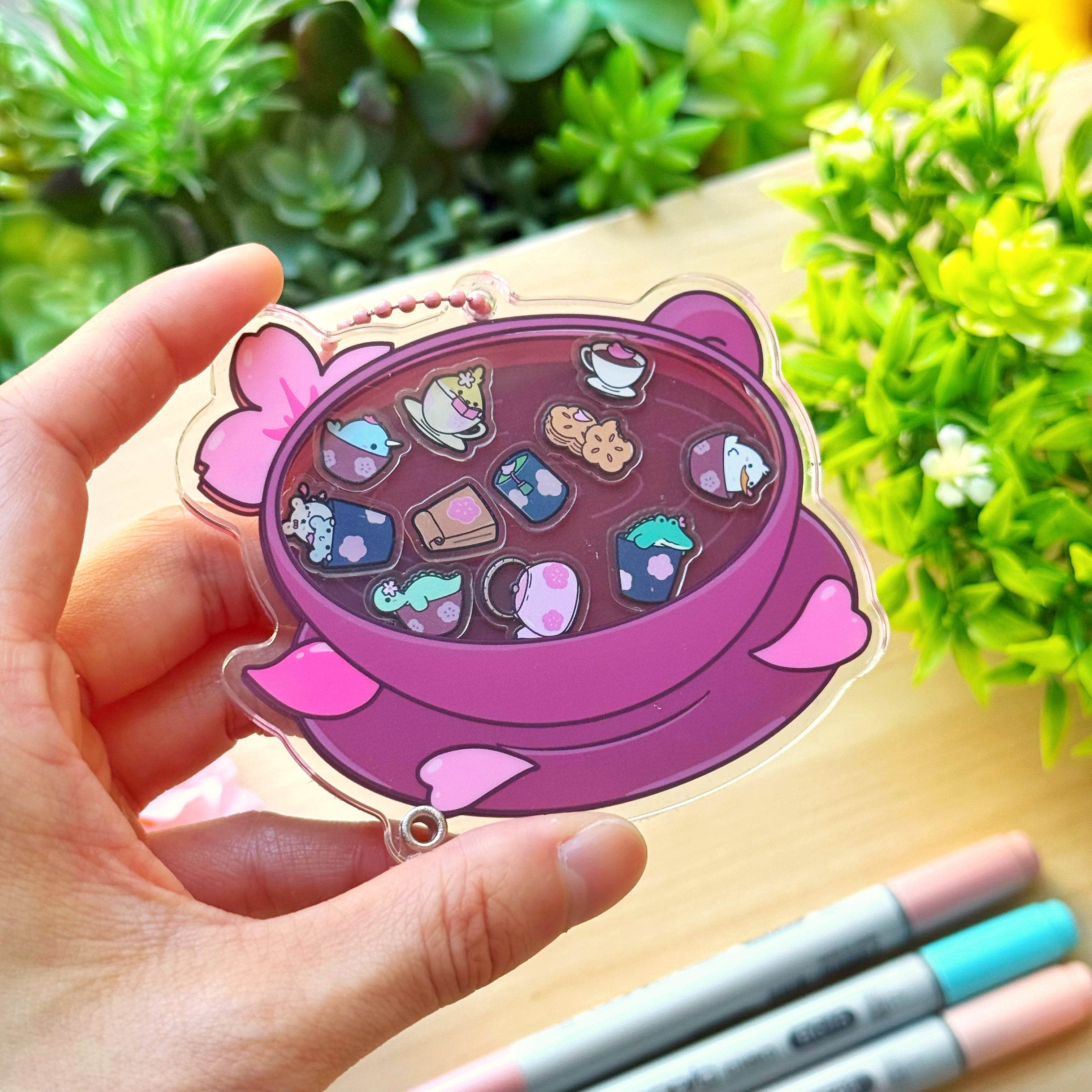 Shaker Keychain - Sakura Coffee (Refillable) with Blind Bag