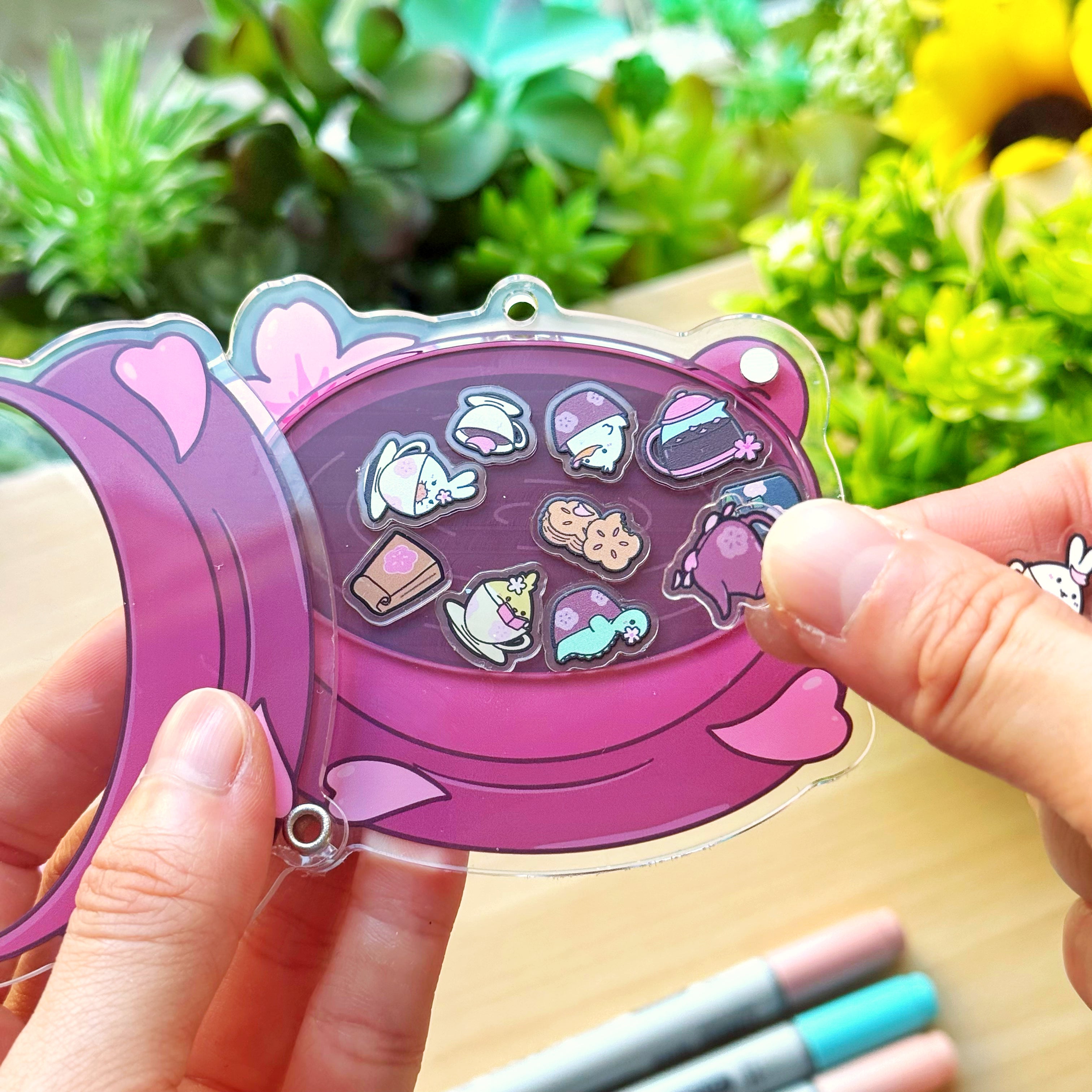 Shaker Keychain - Sakura Coffee (Refillable) with Blind Bag