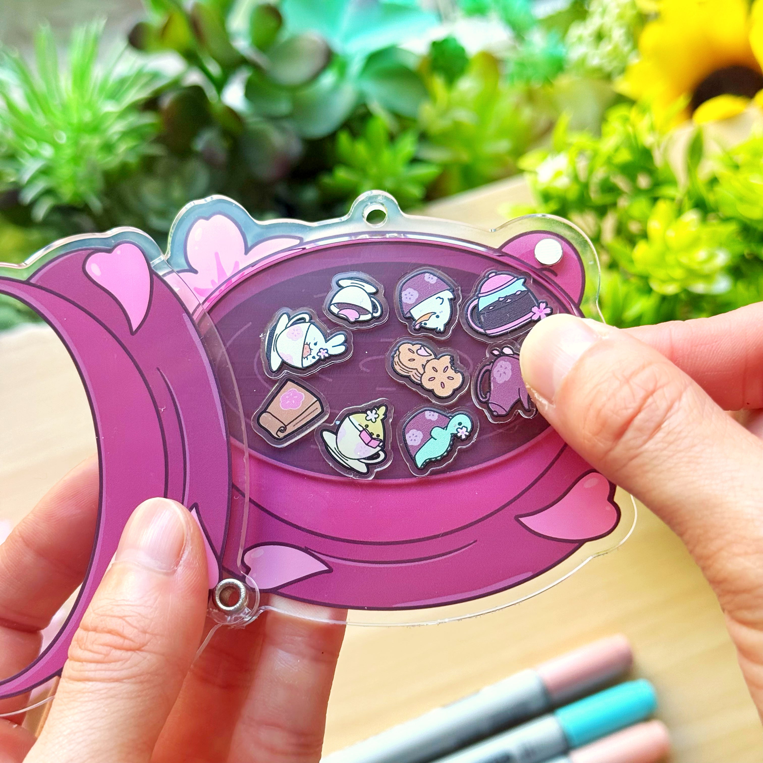 Shaker Keychain - Sakura Coffee (Refillable) with Blind Bag