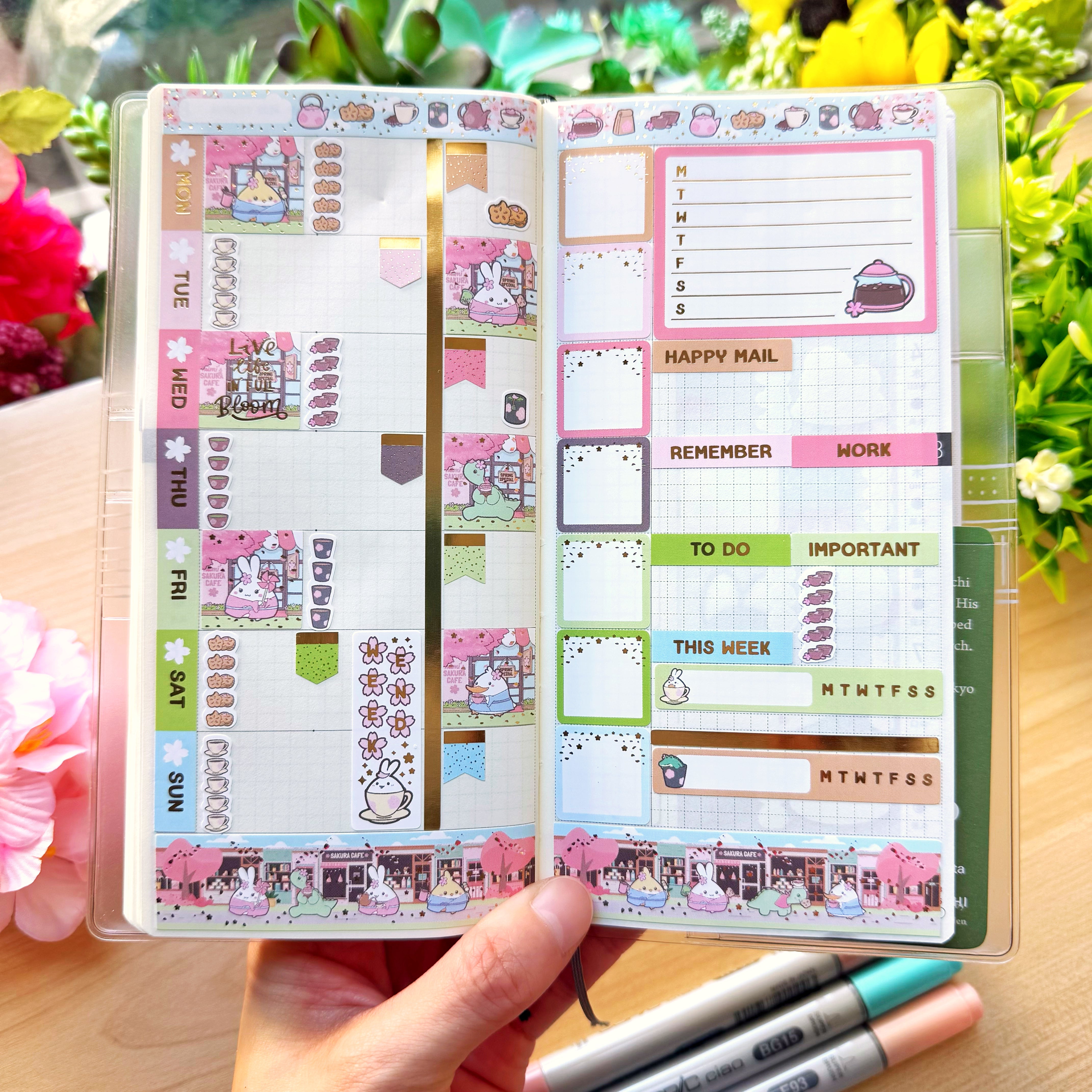Hobonichi WEEKS - Lil' Sakura Cafe (Gold Foil Available)