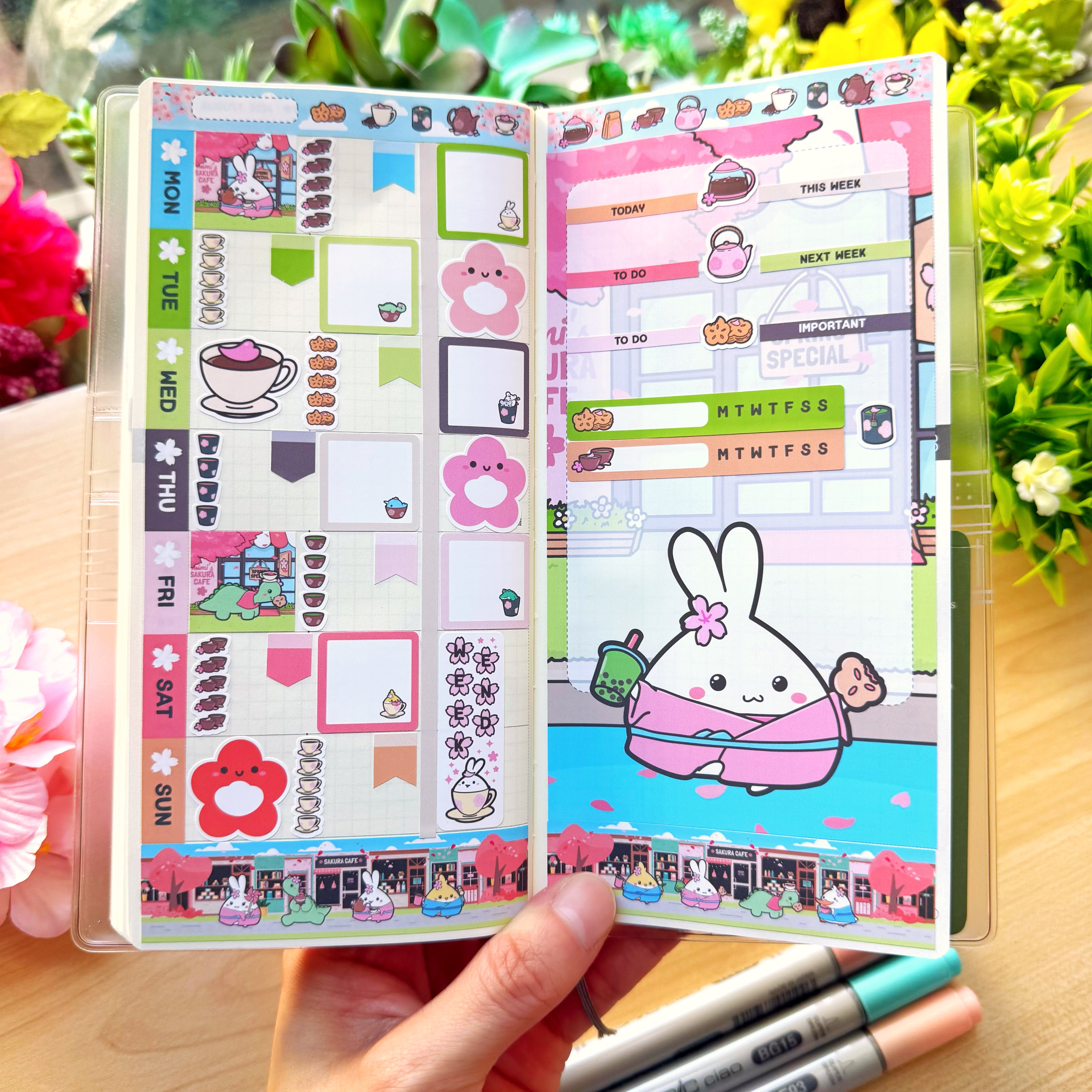 Hobonichi WEEKS - Lil' Sakura Cafe (Gold Foil Available)