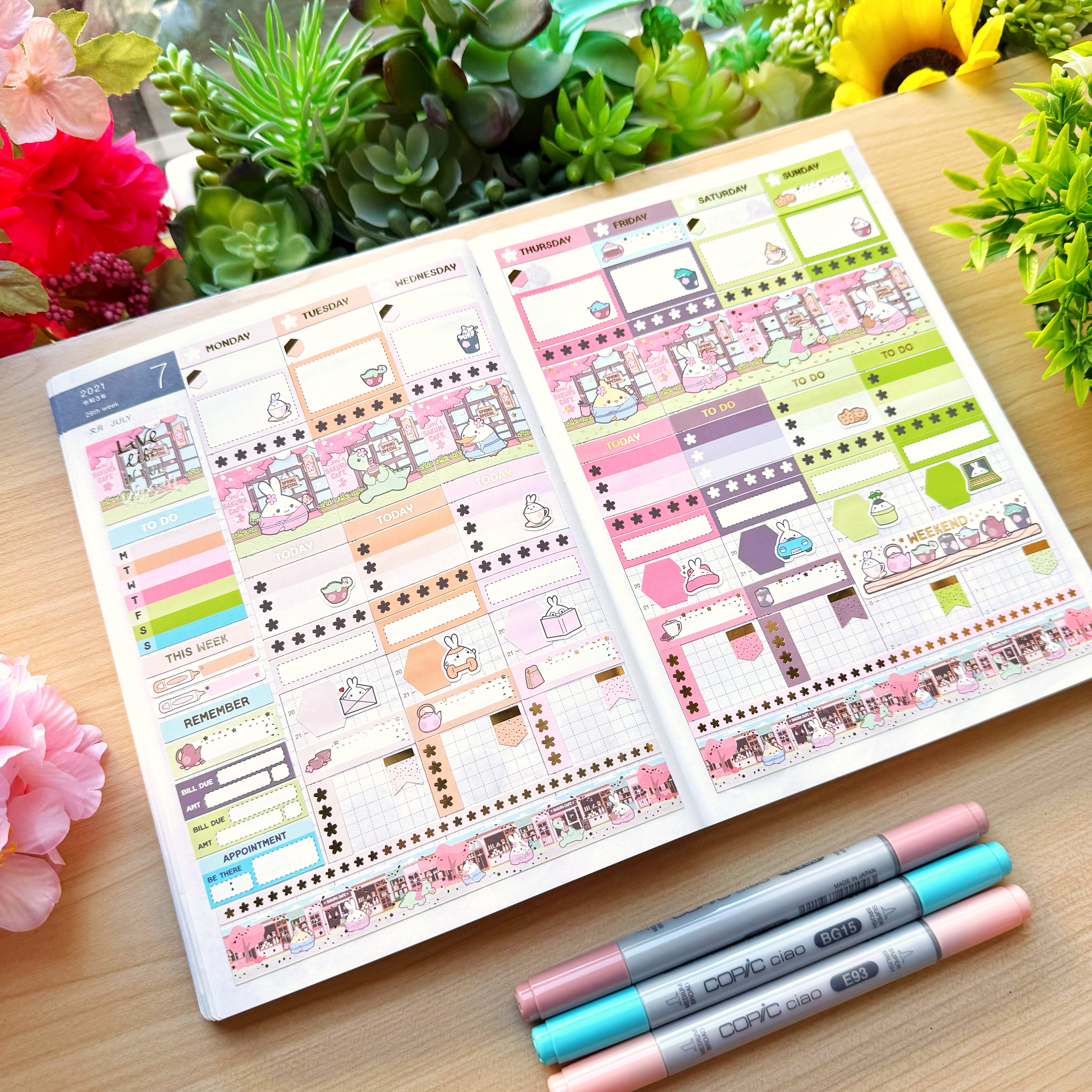 Hobonichi COUSIN - Lil' Sakura Cafe (Gold Foil Available)