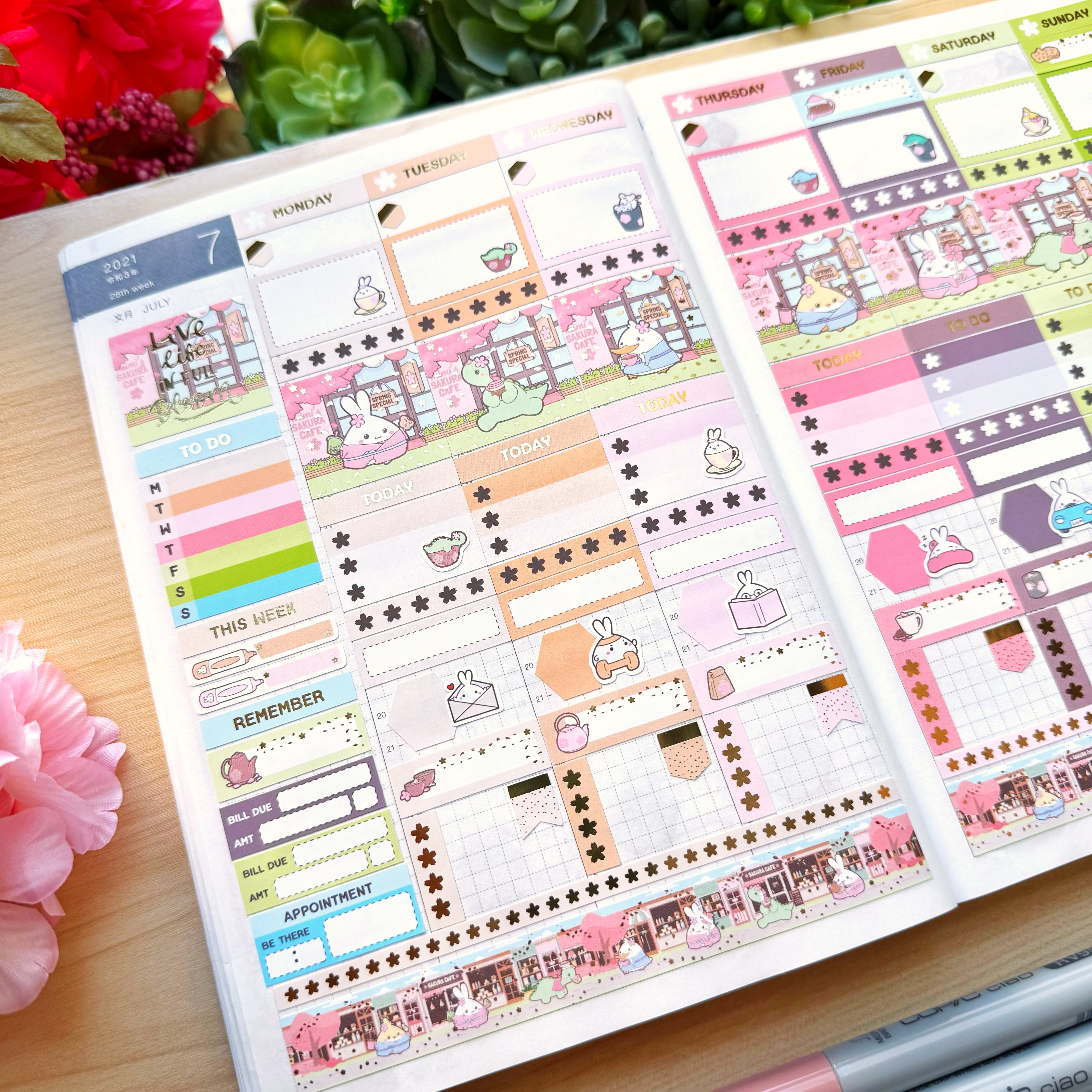 Hobonichi COUSIN - Lil' Sakura Cafe (Gold Foil Available)
