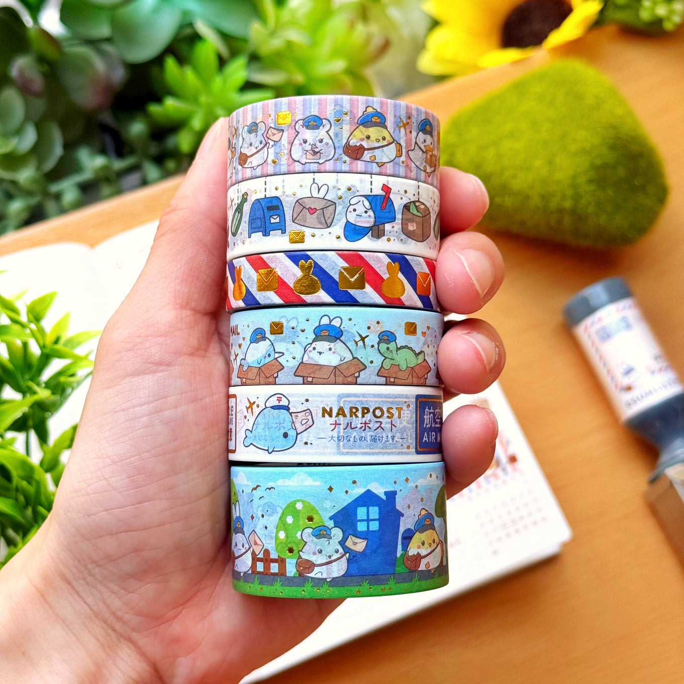 Washi Tape - Lil' Postal Pals Collection (Gold Foil)