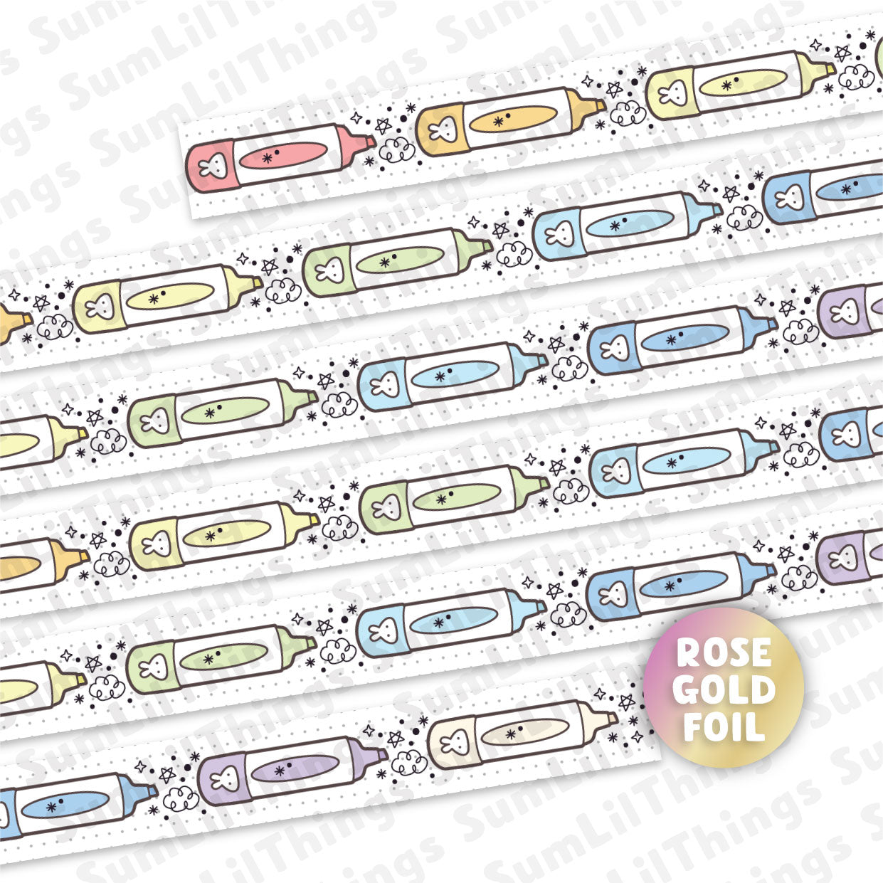 Washi Tape - Lil' Office Life Collection (Rose Gold Foil)