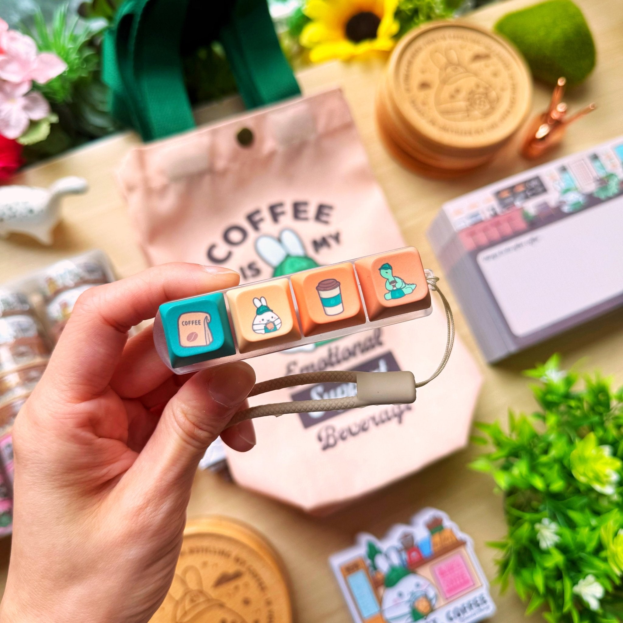 Coffee Shop Keyboard Fidget Keychain - SumLilThings