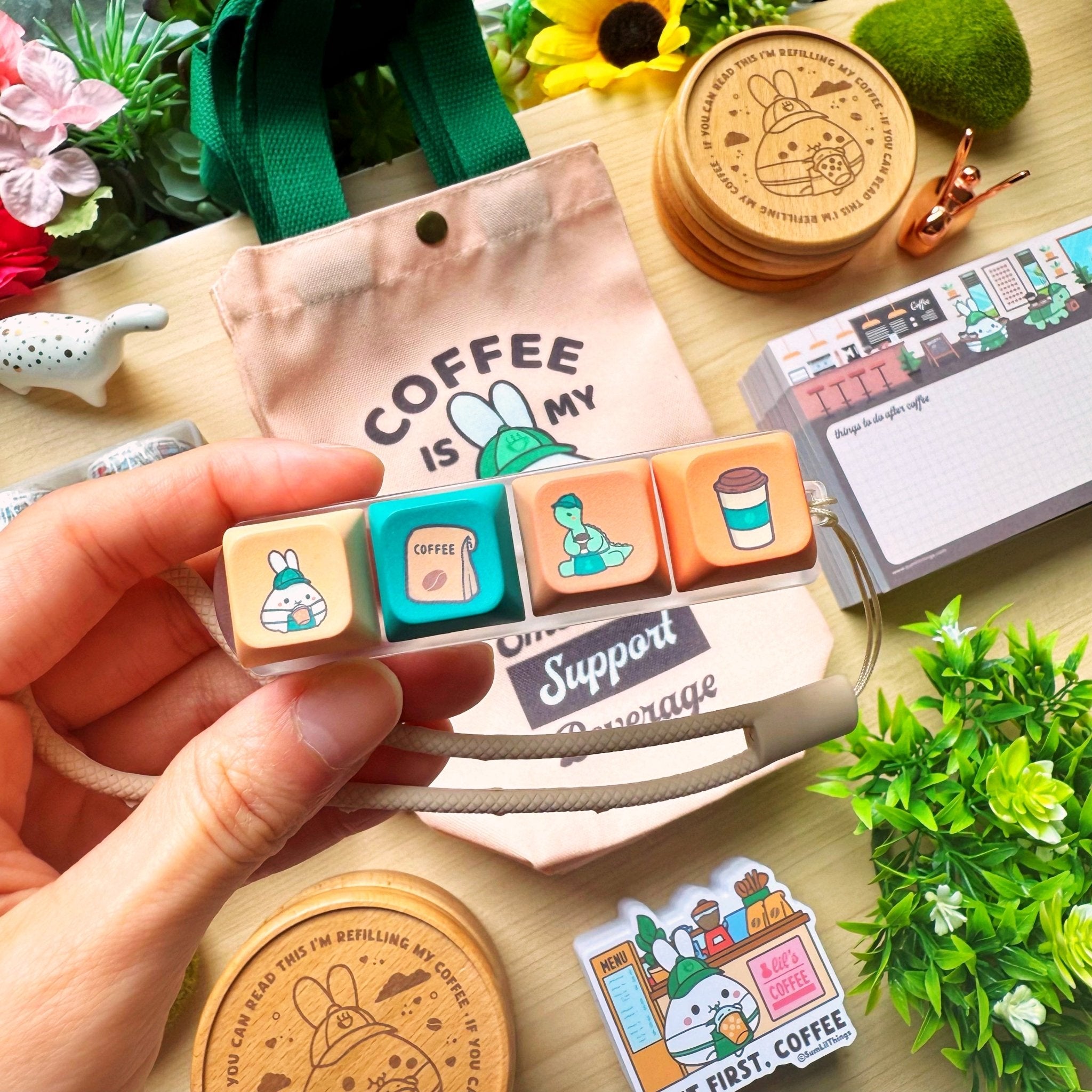 Coffee Shop Keyboard Fidget Keychain - SumLilThings