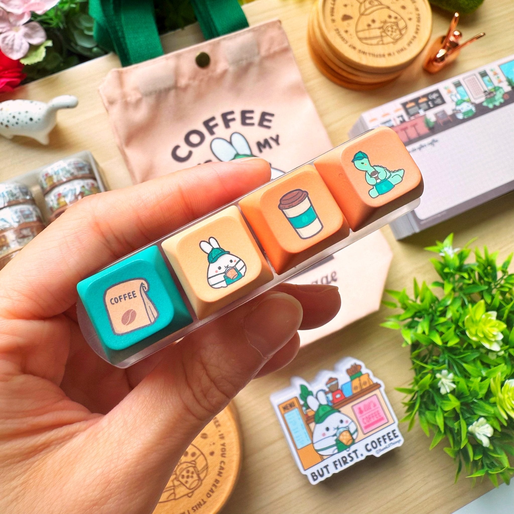 Coffee Shop Keyboard Fidget Keychain - SumLilThings