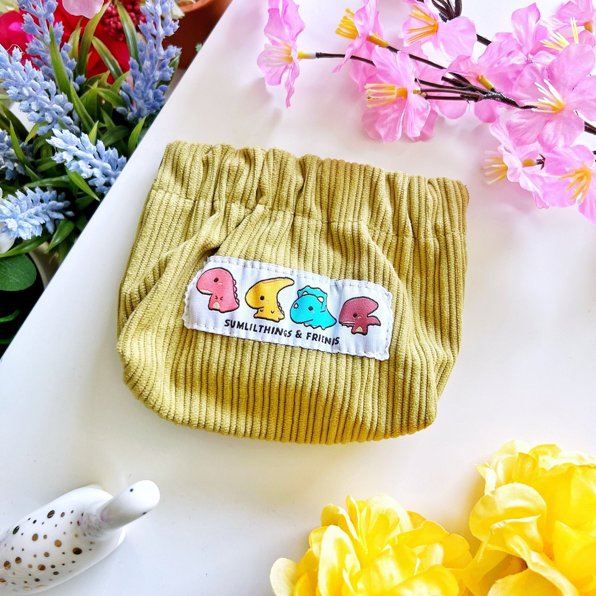 Corduroy Mini Pouch - Lil&#39; Baby Dinos (Woven) - SumLilThings