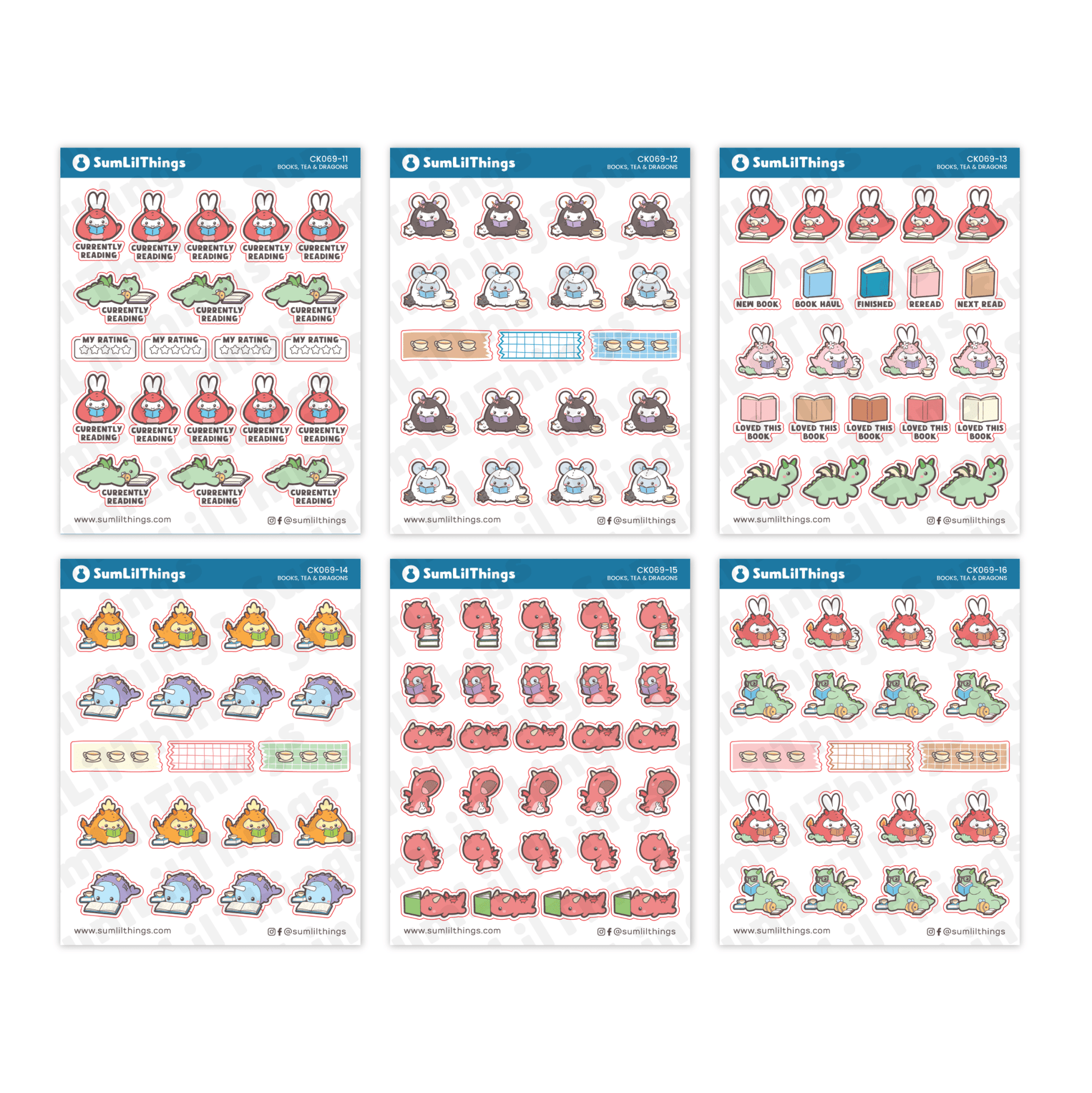 Decorative Kit - Books, Dragons & Tea (10 Pages) - Gold Foil - SumLilThings