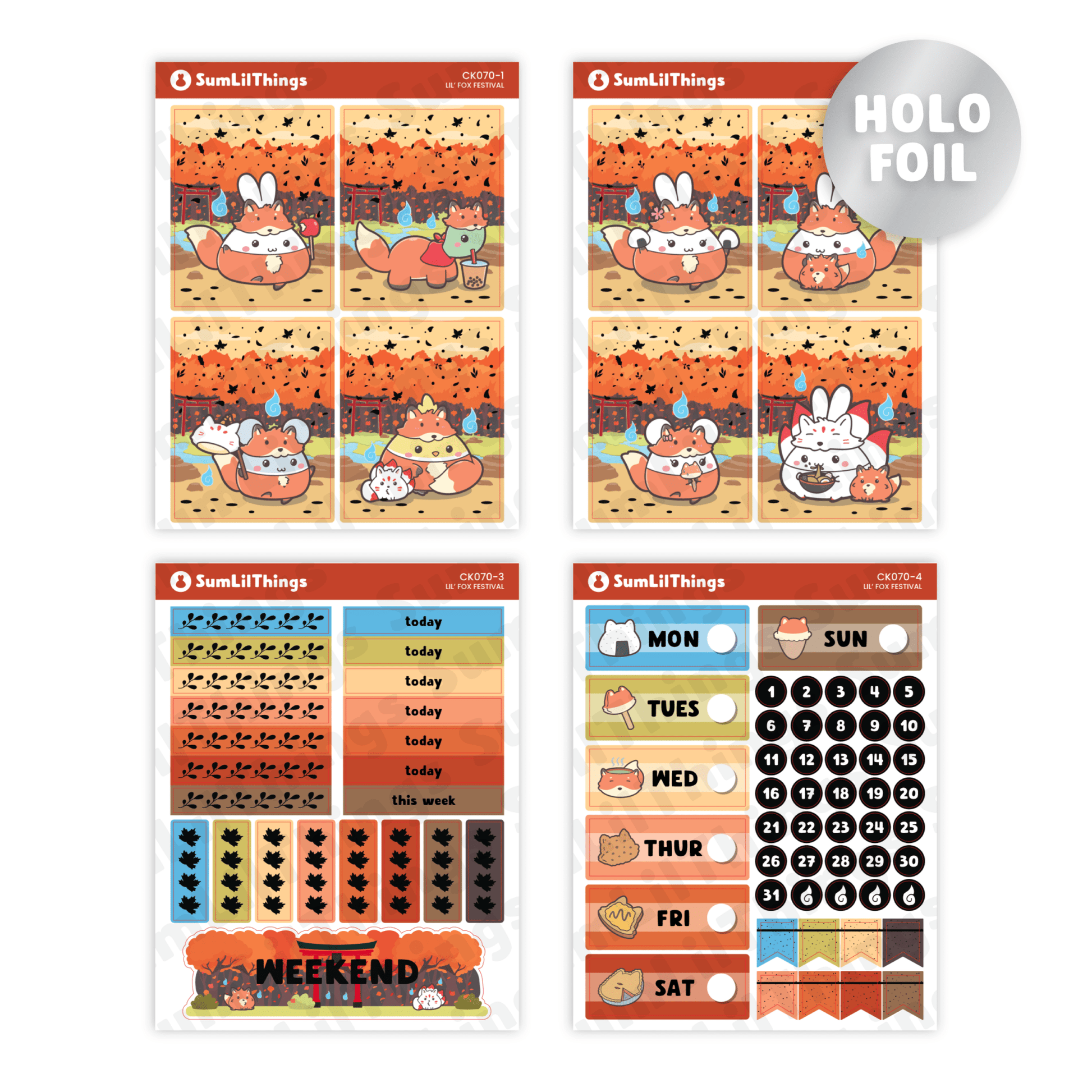 Decorative Kit - Lil' Fox Festival (10 Pages) - Holo Foil - SumLilThings
